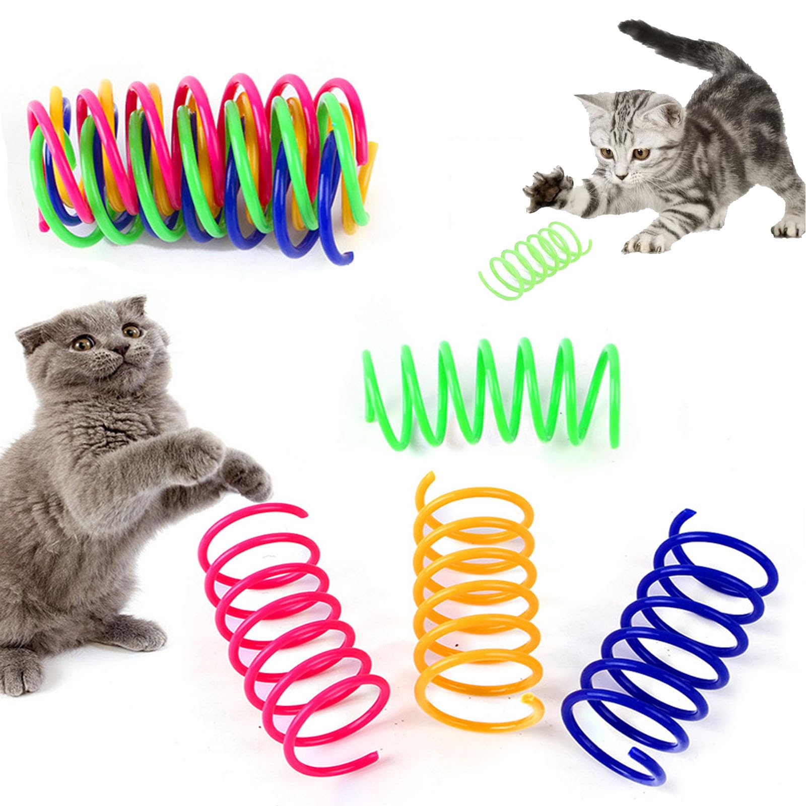 Colorful Spiral Spring Cat Toys - 12 Pack Durable BPA-Free Plastic Interactive Kitten Toys for Hunting, Biting & Play - Fun Exercise Toys for Indoor Cats to Stay Active & Entertained - Perfect for Solo Play or Bonding Time with Your Pet