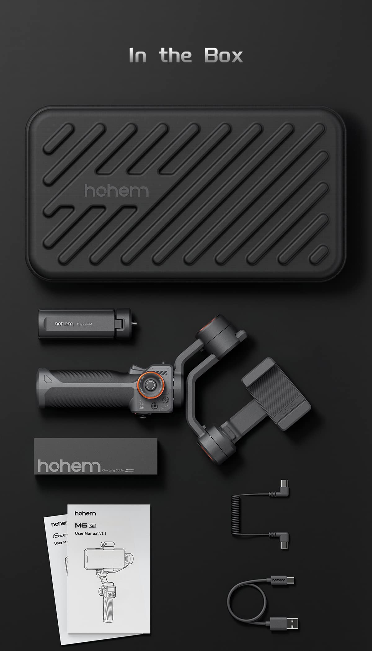 Hohem iSteady M6 3-Axis Smartphone Gimbal Stabilizer with OLED Display - 400g Payload, Reverse Charging for iPhone & Android - Perfect for Vlogging, Travel Videos, and Social Media Content Creation
