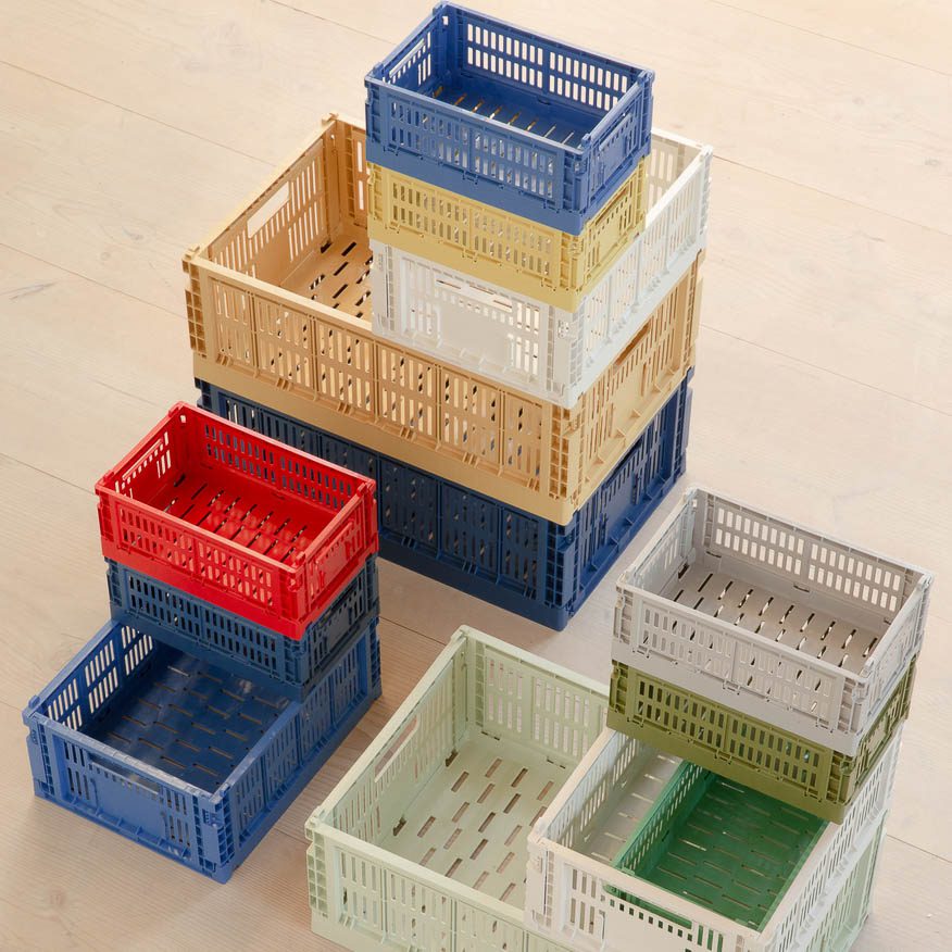 HAY Colour Storage Crate V2 - Small Dark Blue Plastic Organizer Bin for Home, Office & Kids Room Organization | Perfect for Toys, Books & Clutter Control