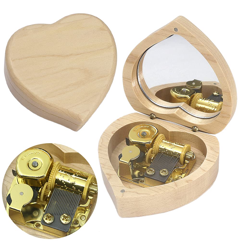 SOFTALK Solid Heart-Shaped Music Box - Retro Wooden Musical Gift Box with Fur Elise Melody - Perfect Christmas, Birthday & Valentine's Day Present for Couples, Friends & Loved Ones - Elegant Home Decor & Romantic Gift Idea for Weddings, Anniversaries & Special Occasions