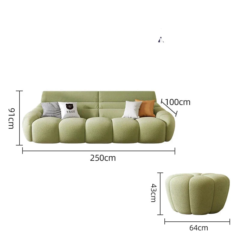 Mid Century Modern Lazy Couch Sofa Set - 3-Piece Living Room Furniture for Relaxing & Lounging - Perfect for Small Spaces, Apartments and Cozy Home Decor