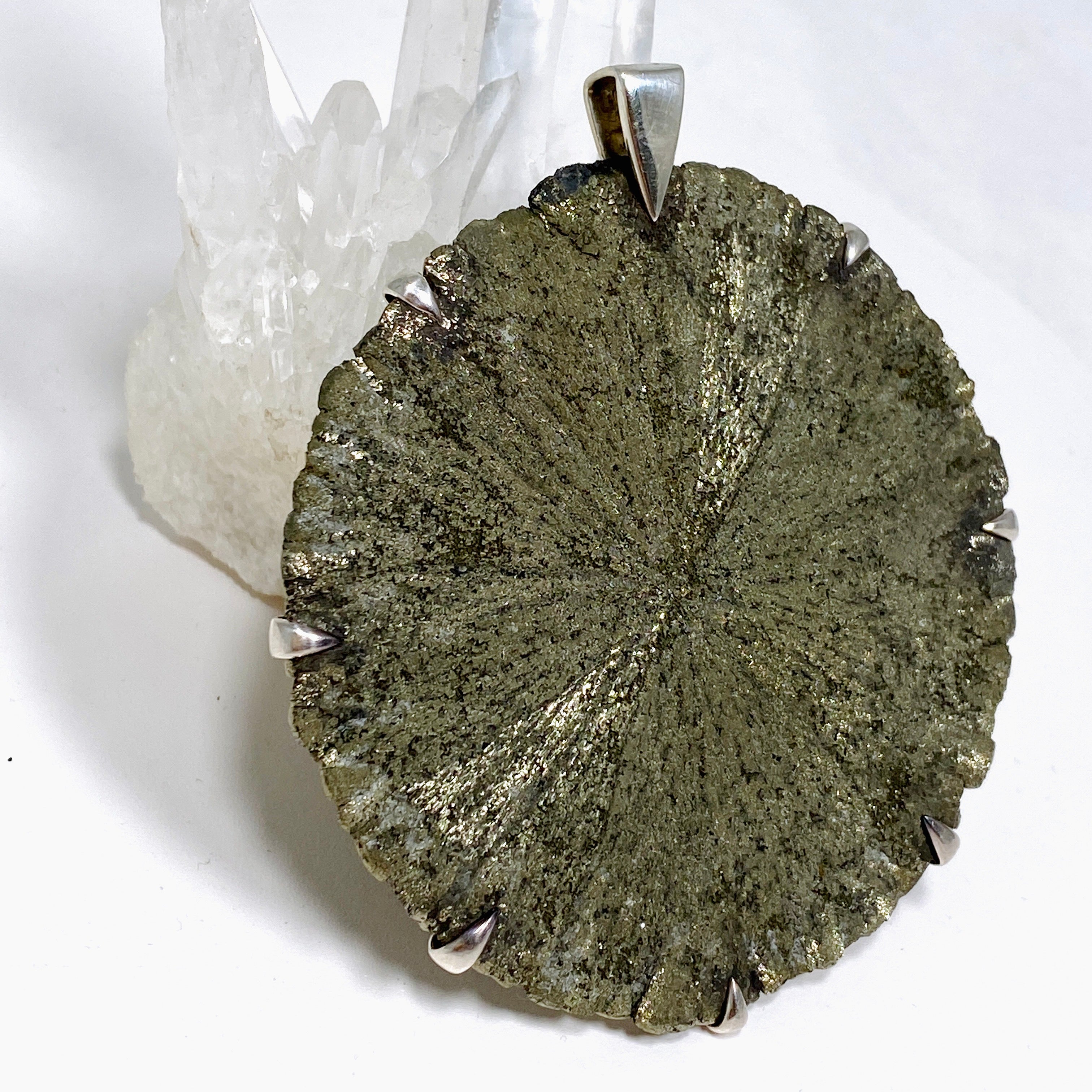 Natural Pyrite Sun Pendant Necklace - 72mm BTP Handmade Jewelry for Women - Perfect for Boho Fashion & Spiritual Healing