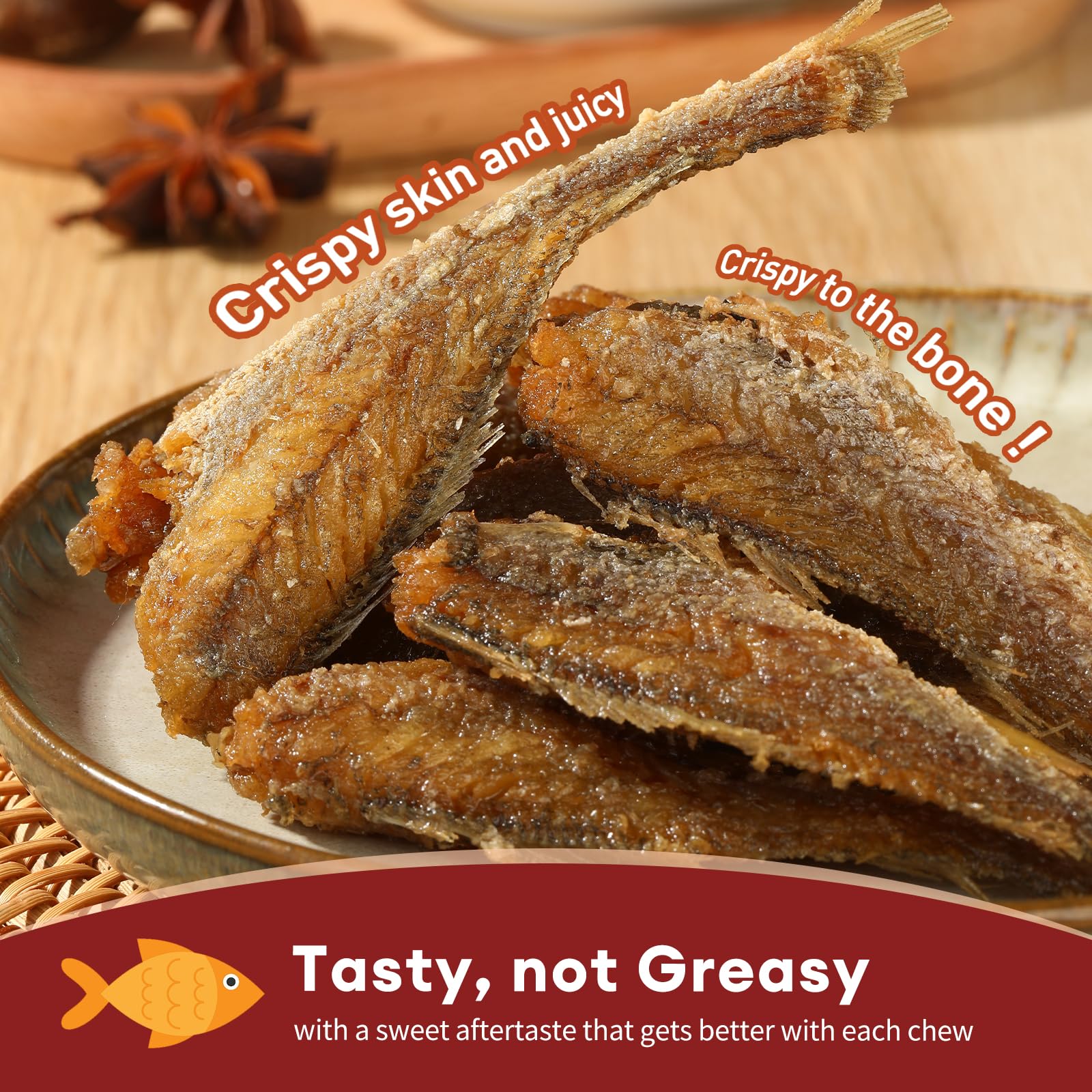 BESTORE Spicy Yellow Fish Croaker - Chinese Salted Seafood Snacks (2 Pack, 8.2 Oz) - Perfect for Asian Snacking, Movie Nights & Party Appetizers