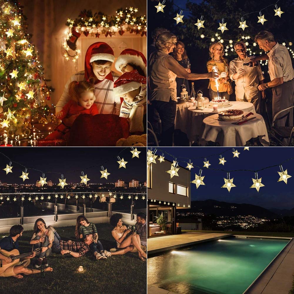 Solar Powered Fairy Lights - 23FT 50LED Waterproof Outdoor String Lights with 8 Lighting Modes for Garden, Patio, Lawn, Wedding, Christmas & Holiday Decorations (Warm White) | Perfect for Backyard Parties, Romantic Evenings & Festive Celebrations