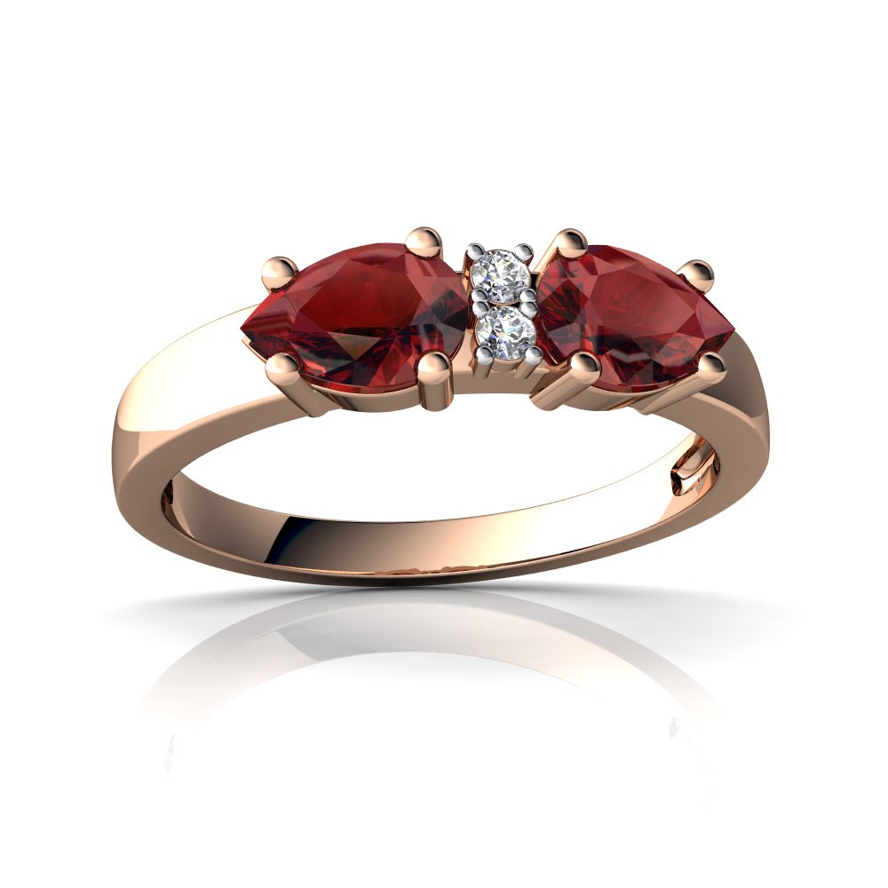 14Kt Gold Garnet and Diamond 6x4mm Pear Bowtie Ring - Elegant Jewelry for Women, Perfect for Weddings, Anniversaries & Special Occasions
