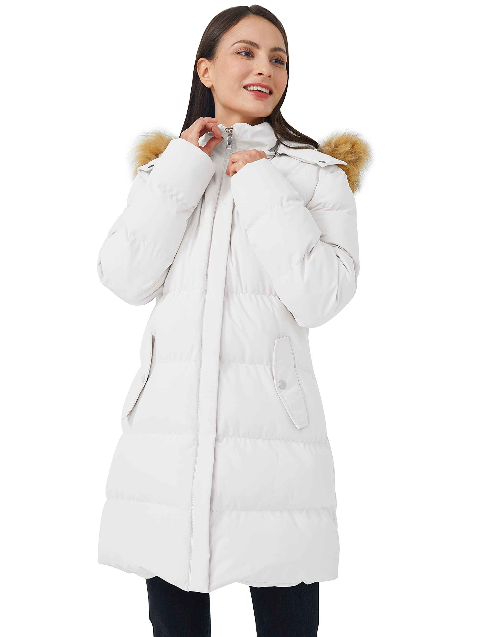 WenVen Women's Winter Thickened Puffer Coat - Warm Faux Fur Hooded Jacket with Detachable Hood | Cold Weather Outerwear for Snow, Skiing & Daily Winter Fashion