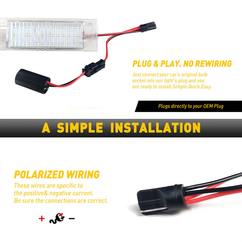 LED License Plate Light Assembly for Chevrolet Camaro 2014-2021, Malibu 2013-2015 & 2016 Limited, Volt 2011-2019 - 6000K Xenon White - Bright & Durable Replacement for Night Driving & Enhanced Vehicle Appearance