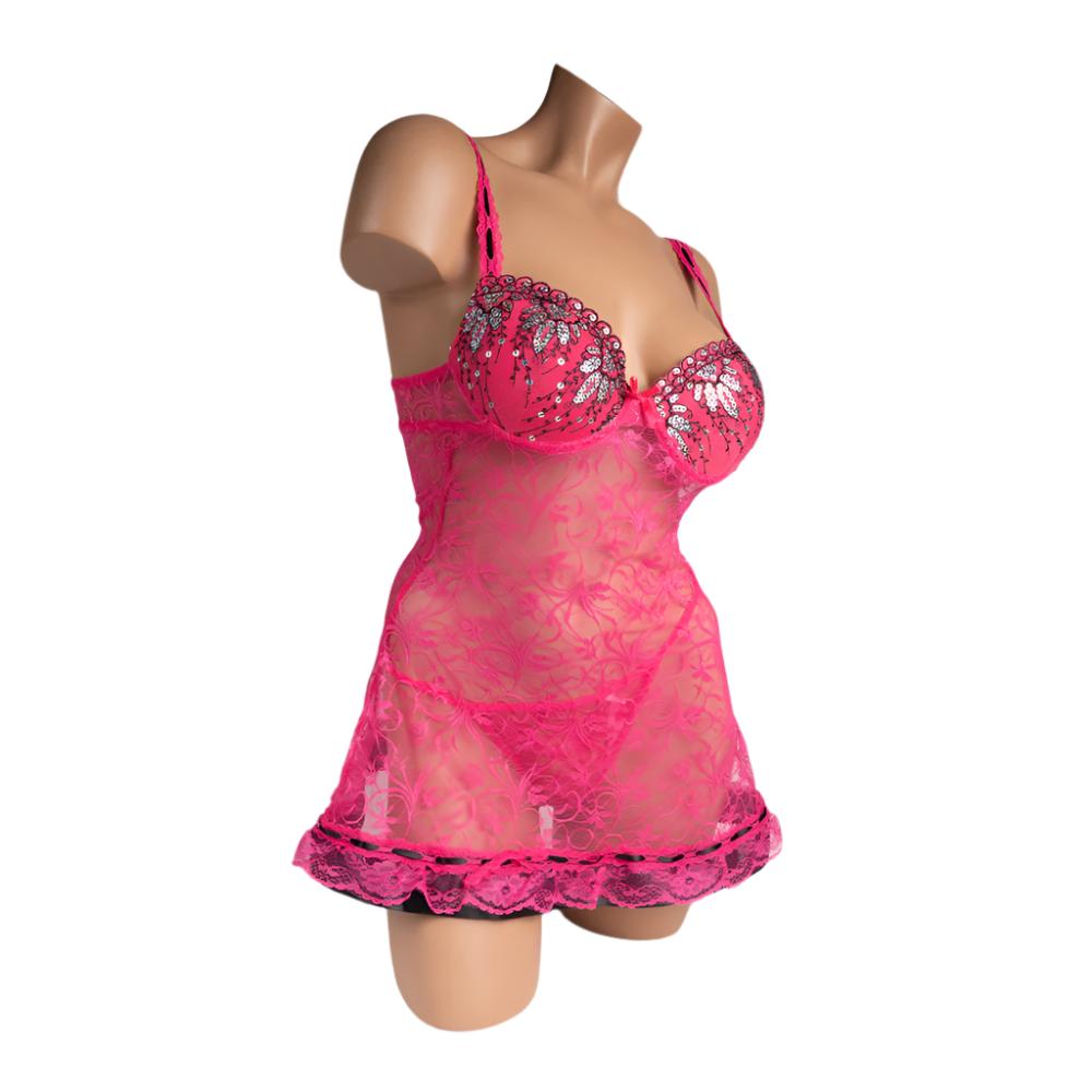 Sexy Lingerie Set - Sequin Sheer Lace Babydoll & G-String Thong for Women | Perfect for Valentine's Day, Honeymoon & Romantic Nights