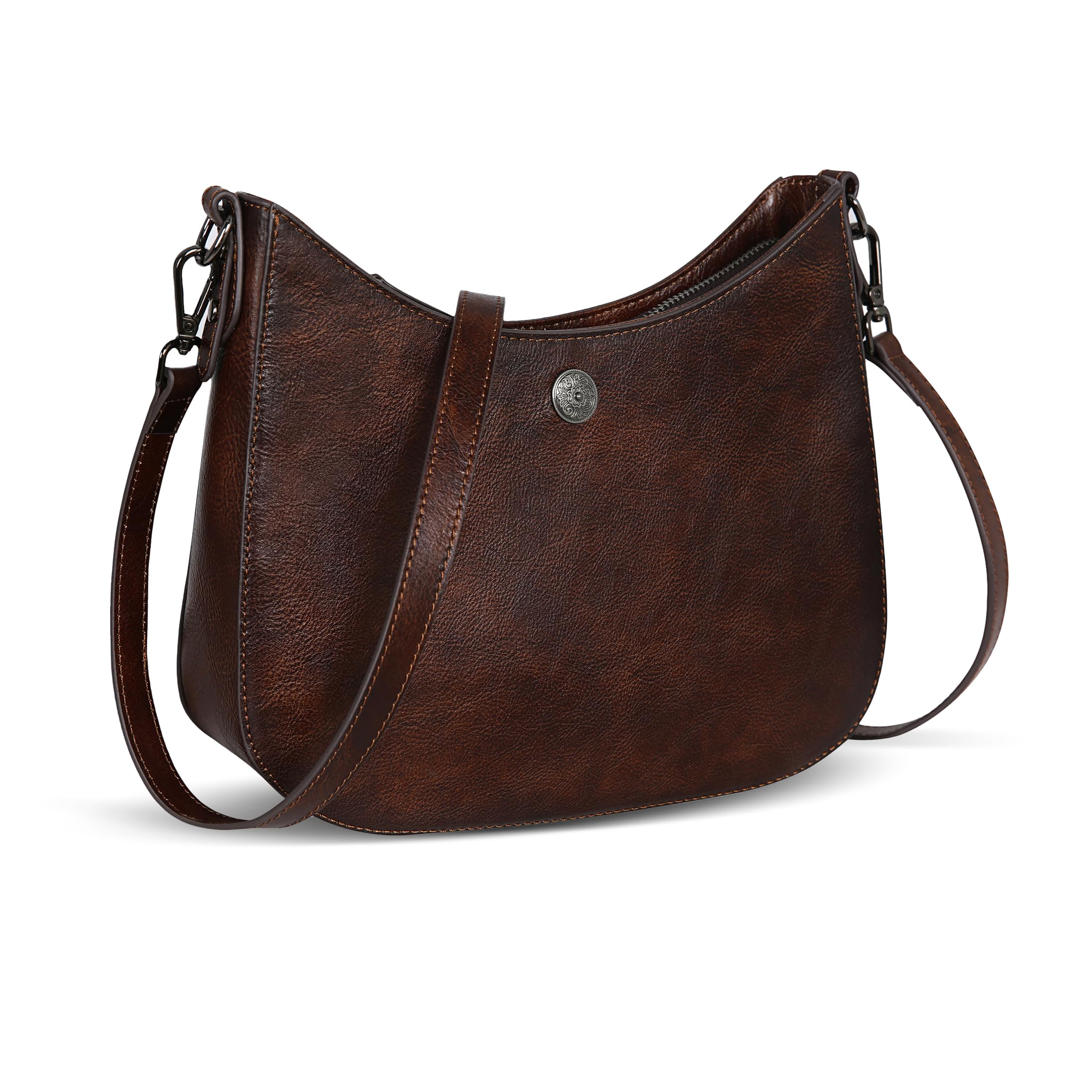 Iswee Genuine Leather Shoulder Bag for Women - Crossbody Crescent Moon Purse, Trendy Designer Satchel Handbag with Half Moon Shape | Perfect for Work, Travel & Evening Out