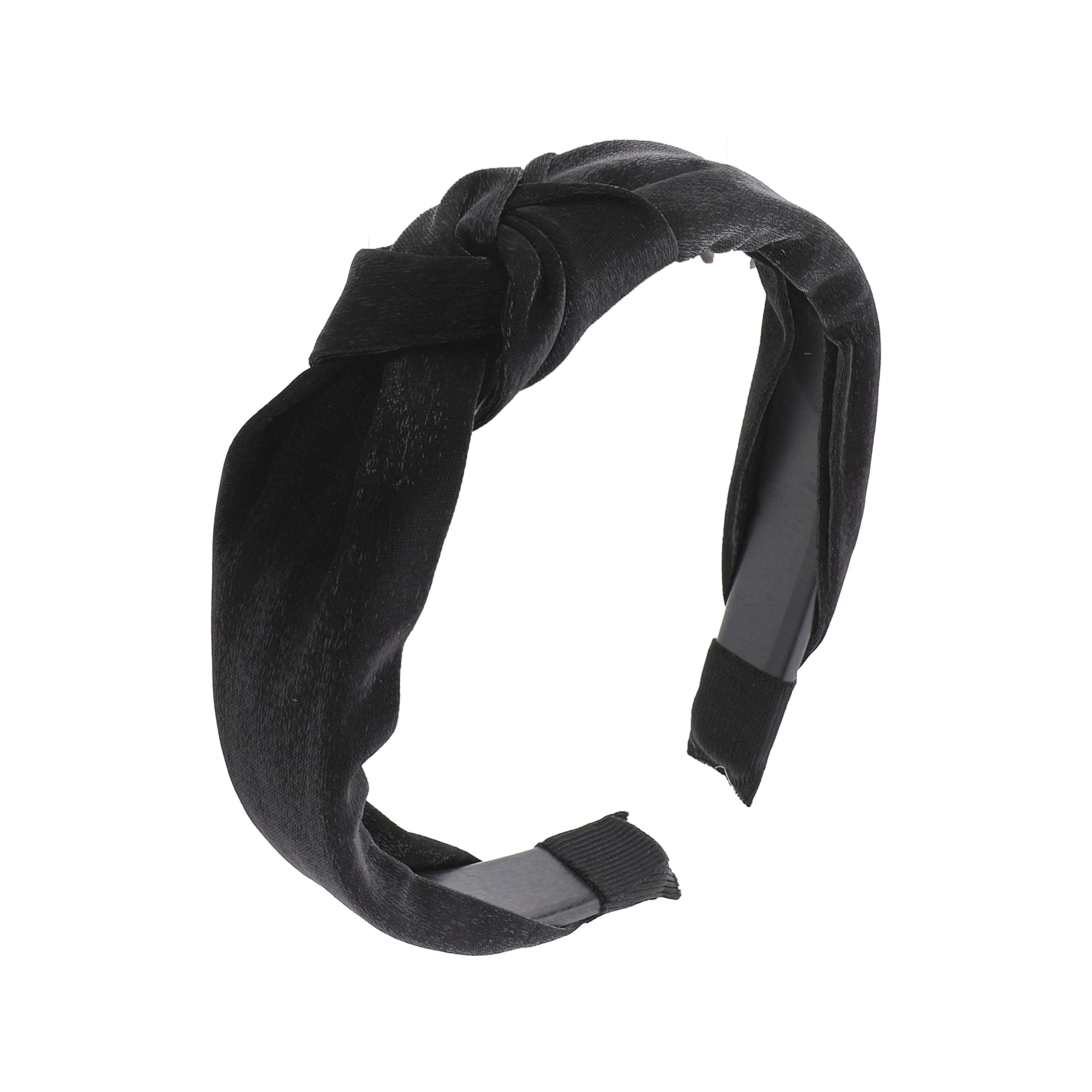 Motique Shimmer Girls Satin Turban Knotted Headband for Women - Soft Black Hair Accessory for Sleep, Yoga, and Fashion Outfits