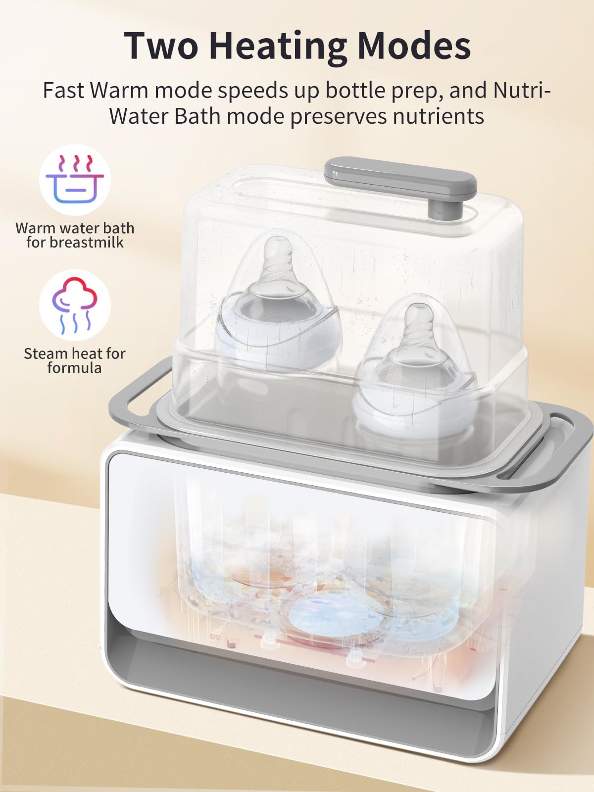 GROWSNY 12-in-1 Fast Baby Bottle Warmer with Steam & Water Bath Modes - Breast Milk Bottle Warmer, Formula Warmer, Food Heater, Egg Boiler & Sterilizer for Newborns - Perfect for Nursery, Travel & Home Use