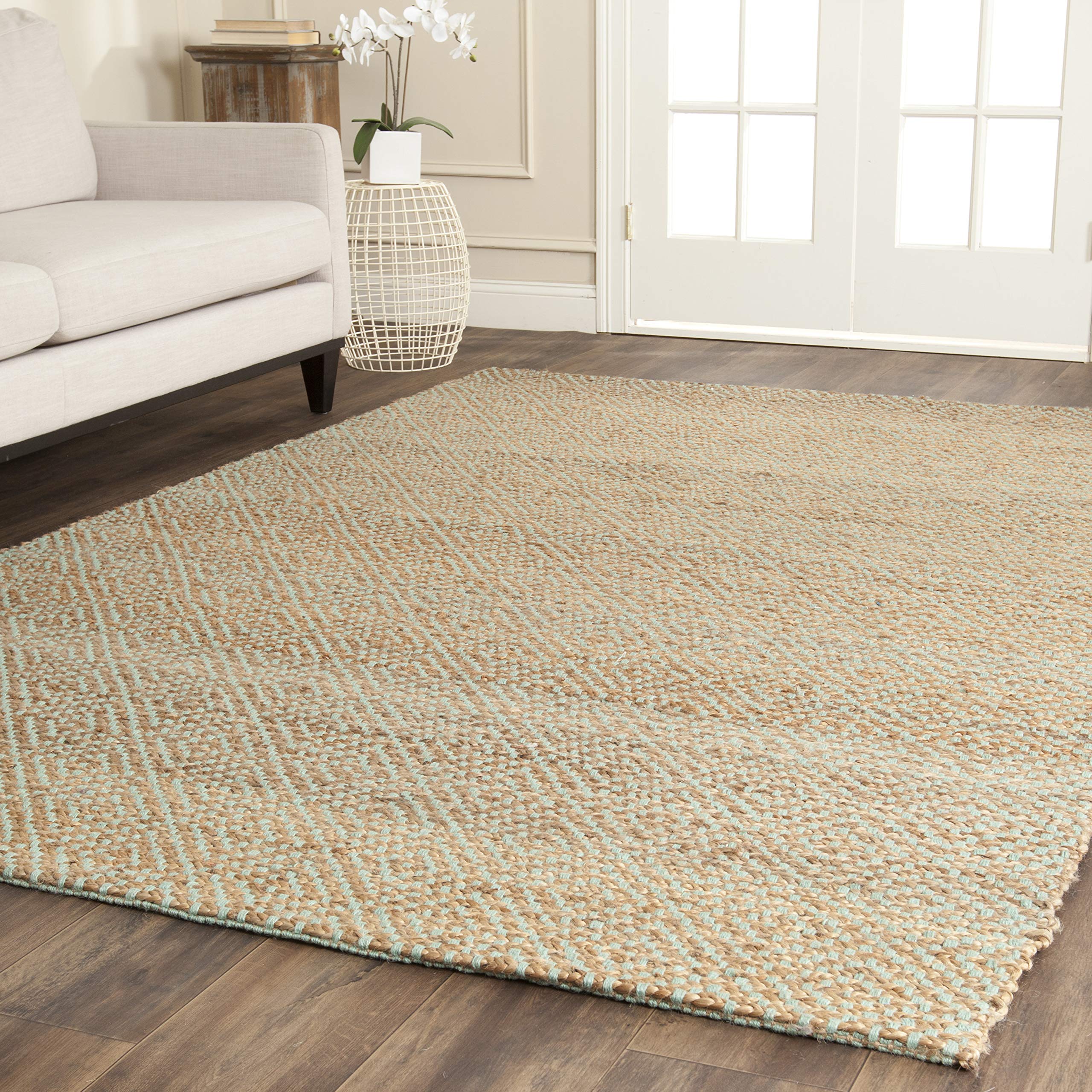 Premium Handmade Jute Area Rug 8' x 8' Square - SAFAVIEH Natural Fiber Collection NF453A in Green | Eco-Friendly Floor Covering for Living Room, Bedroom & Home Decor