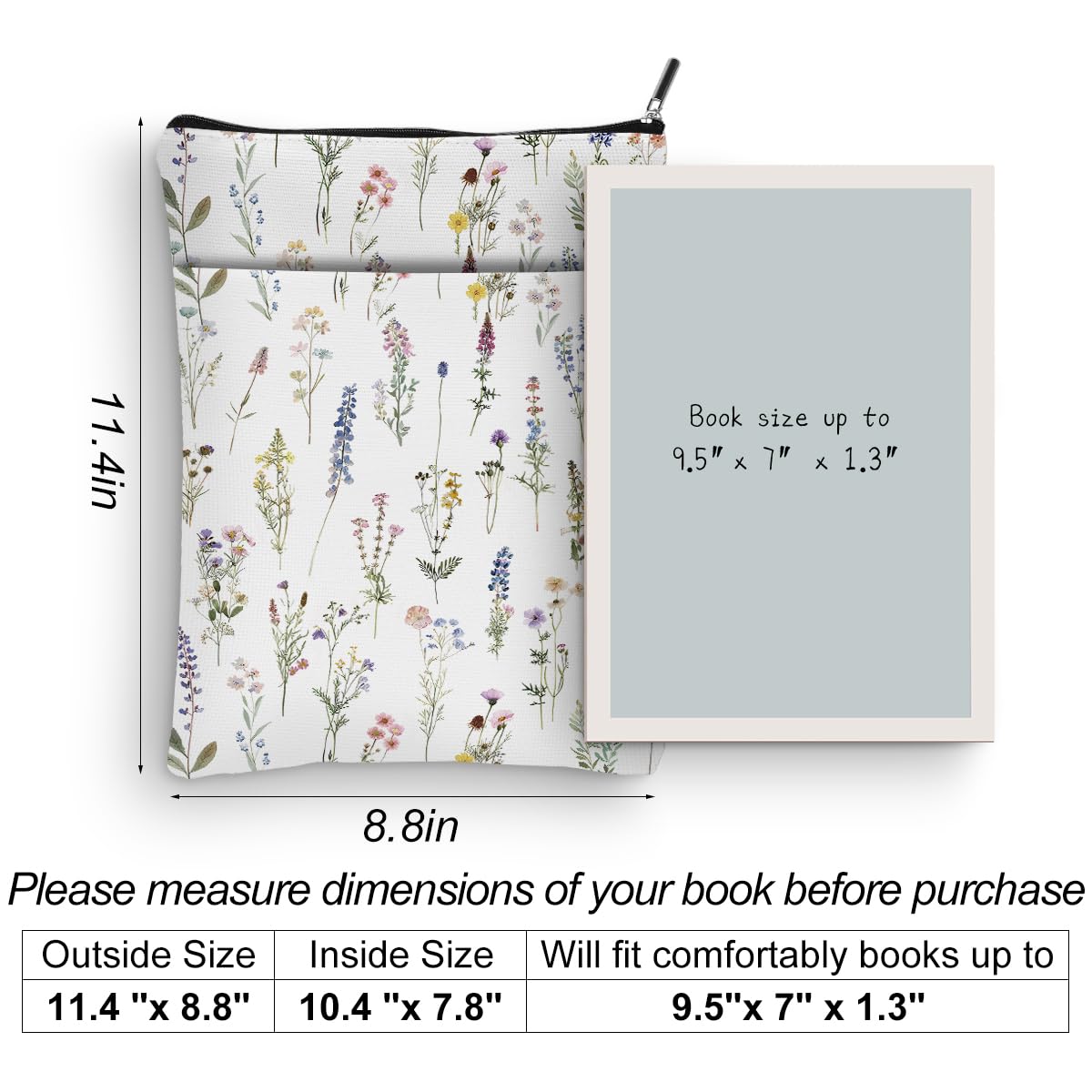 **Aesthetic Wildflower Book Sleeve - Book Cover & Protector for Readers | Perfect Book Lover Gift for Women, Girls & Besties | Great for Christmas, Graduation & Birthday | Ideal for Book Clubs, Travel & Daily Reading**