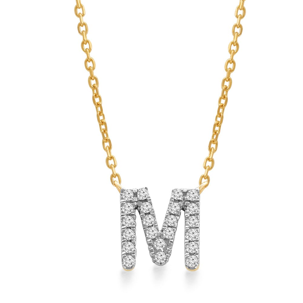 14K Yellow Gold Diamond Initial Charm Necklace - Personalized Classic Jewelry for Women | Perfect Gift for Birthday, Anniversary & Valentine's Day