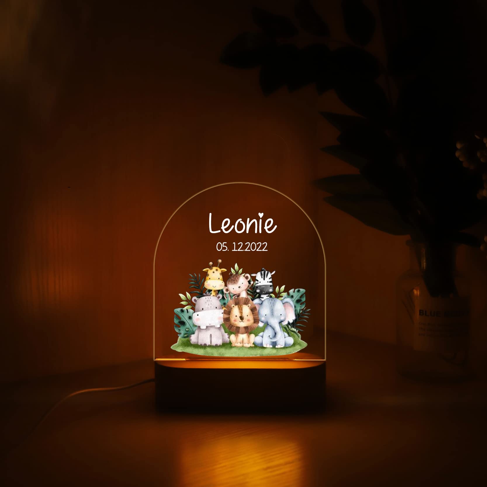 Personalized Animal Night Light for Kids - Custom Baby Boy & Girl Nursery Decor, Newborn Gift, Christmas Present | Bedroom, Playroom & Nursery Lighting