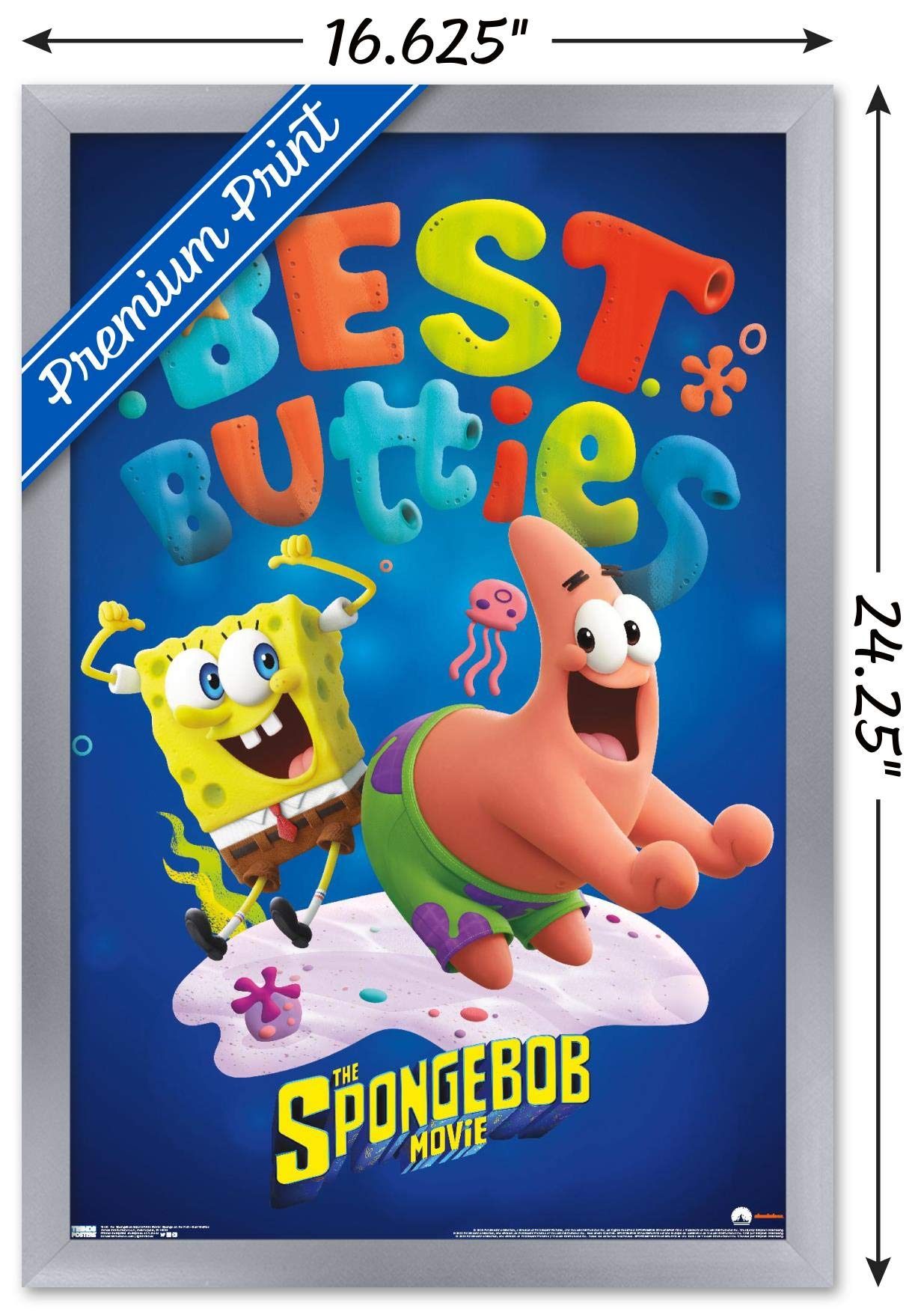 Trends International The SpongeBob Movie: Sponge On The Run Wall Poster - 14.725 x 22.375 Inches, Silver Frame - Perfect for Kids' Room Decor, Movie Themed Bedroom & SpongeBob Fan Gifts