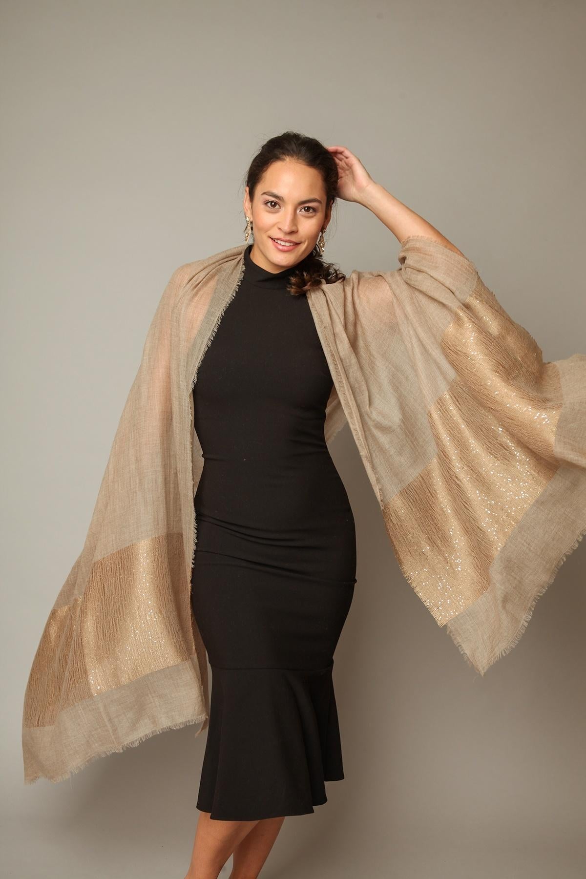 Luxury Embellished Cashmere Shawl Wrap - Soft Warm Winter Scarf for Women - Perfect for Evening Parties, Weddings & Office Wear