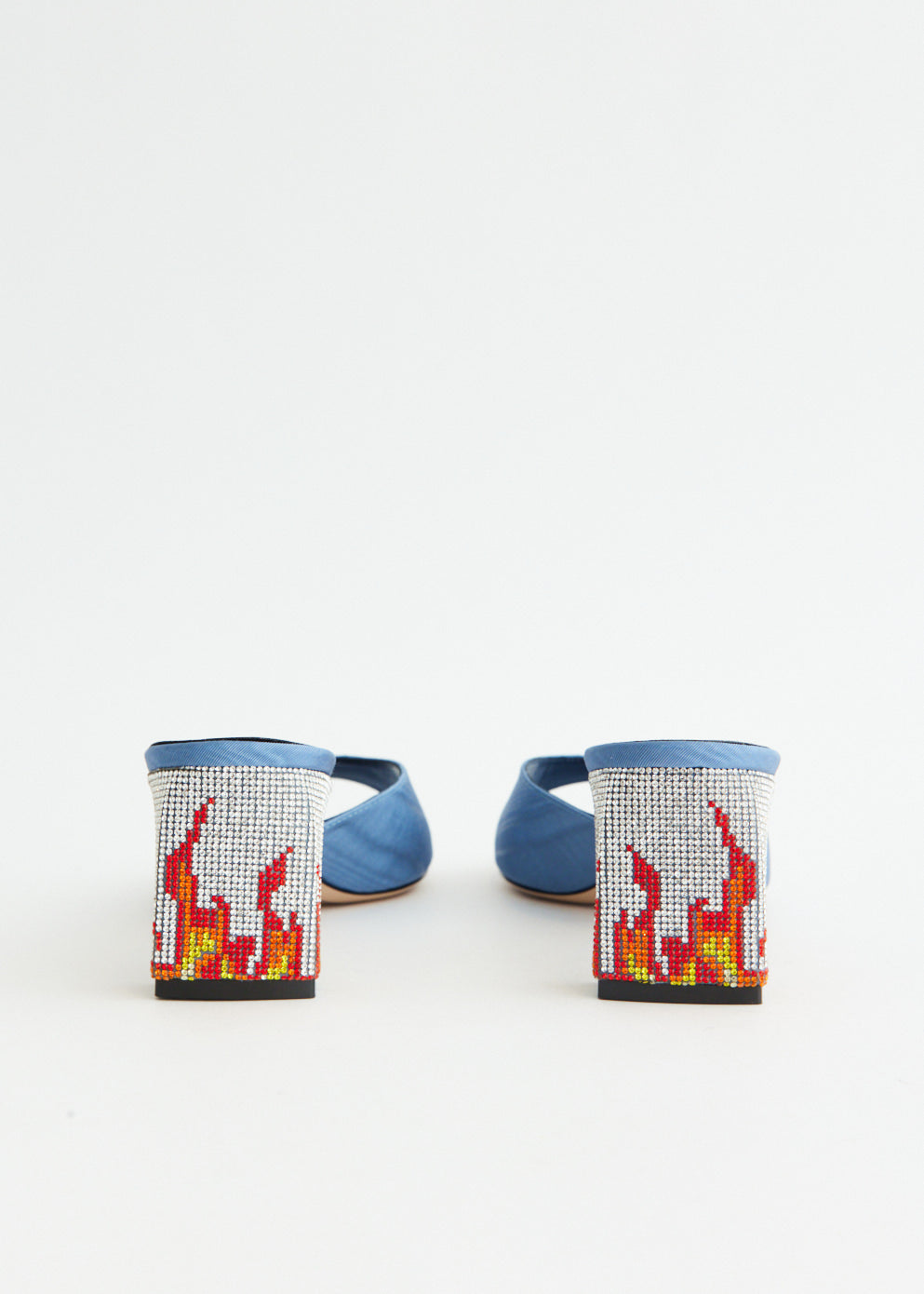 Ade Grosgrain Moire Denim Mules - Women's Casual Slip-On Shoes for Summer Outfits & Beach Wear