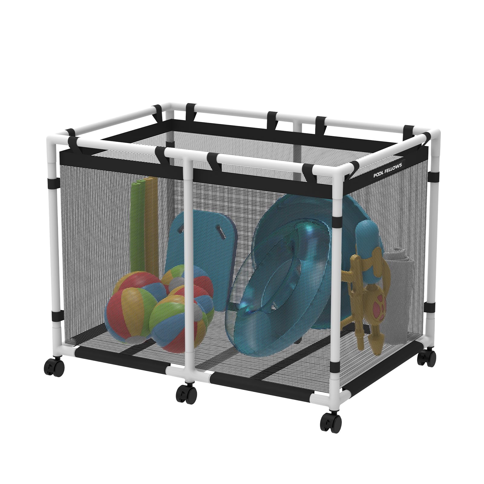 214 Gallon Pool Storage Bin - Large Mesh Organizer for Pool Noodles, Toys, Floats & Towels - Heavy Duty Swimming Equipment Storage for Backyard, Beach & Poolside Organization