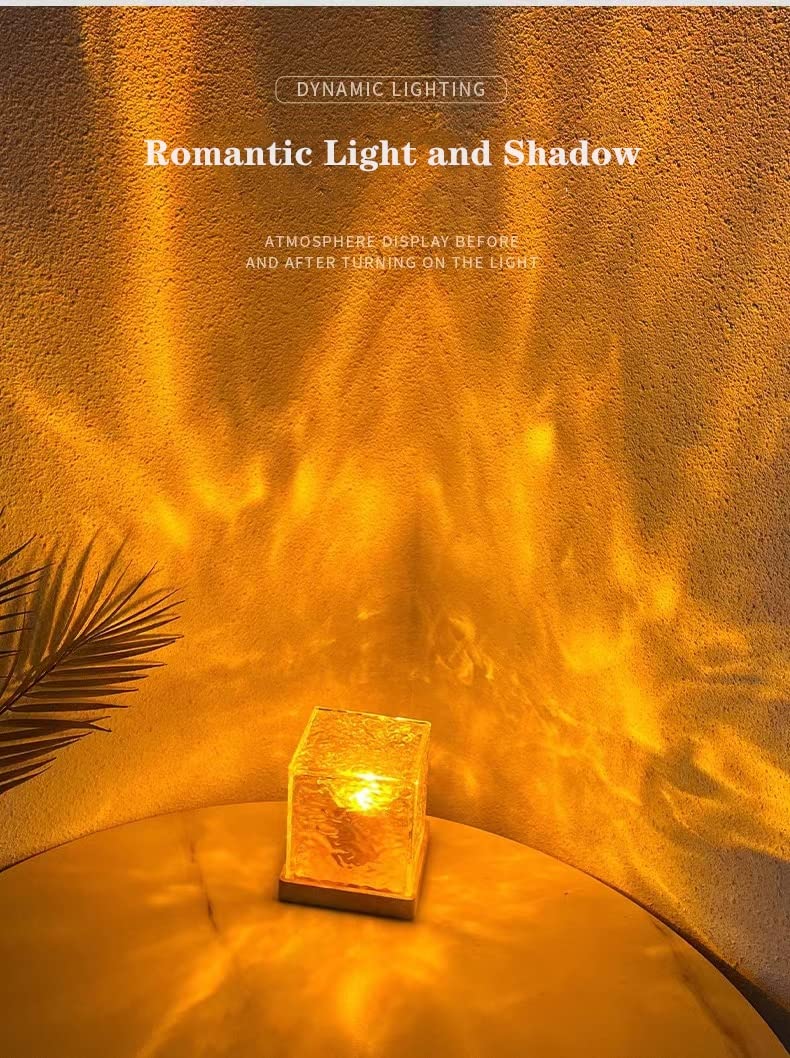 Aurora Glow Wave Lamp Cube - Crystal LED Night Light with Ripple Effect for Romantic Bedroom Decor, Party Lighting & Relaxation | Perfect for Home, Spa, Meditation & Gift Giving