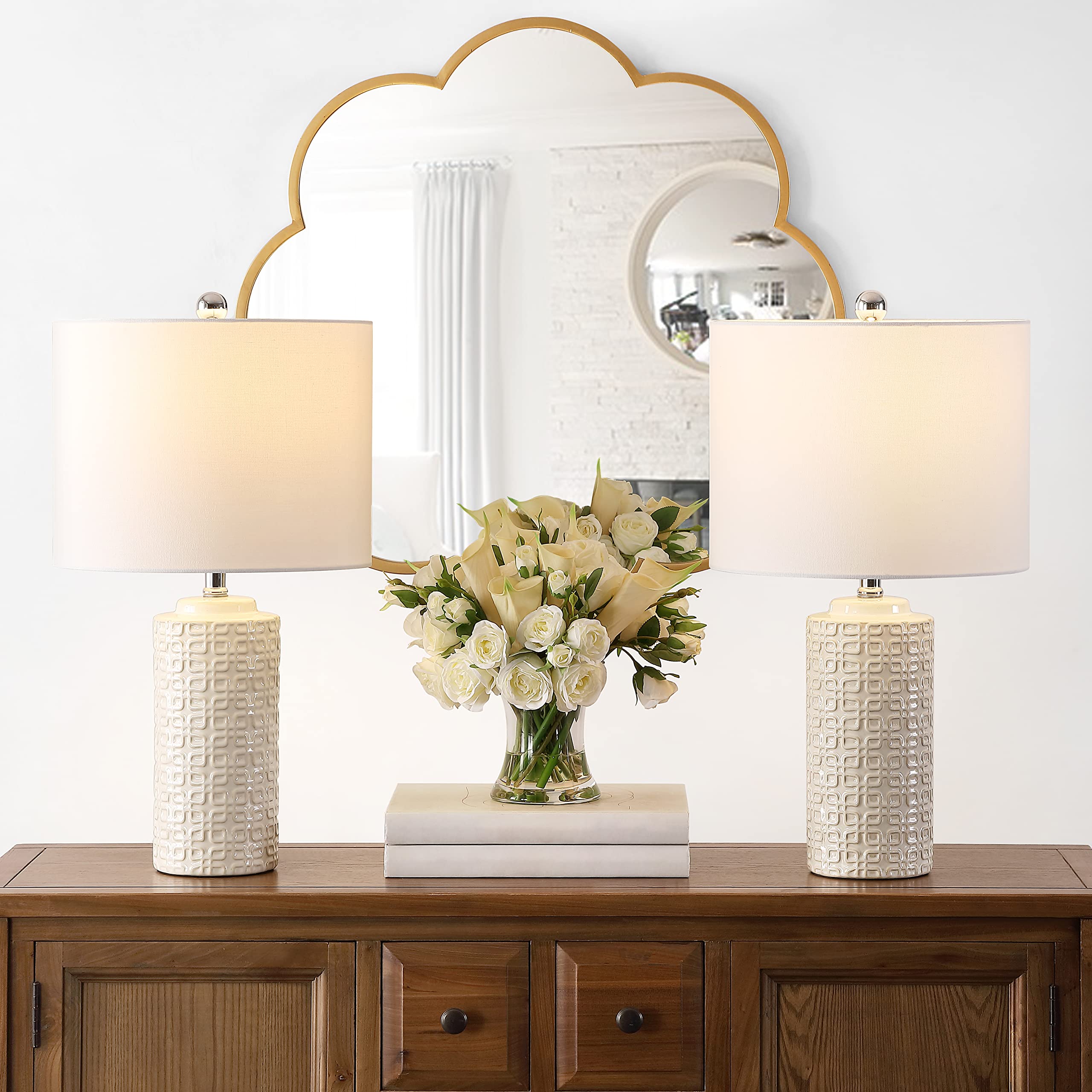 SAFAVIEH Artef Modern Ivory Ceramic Table Lamp Set of 2 - 24