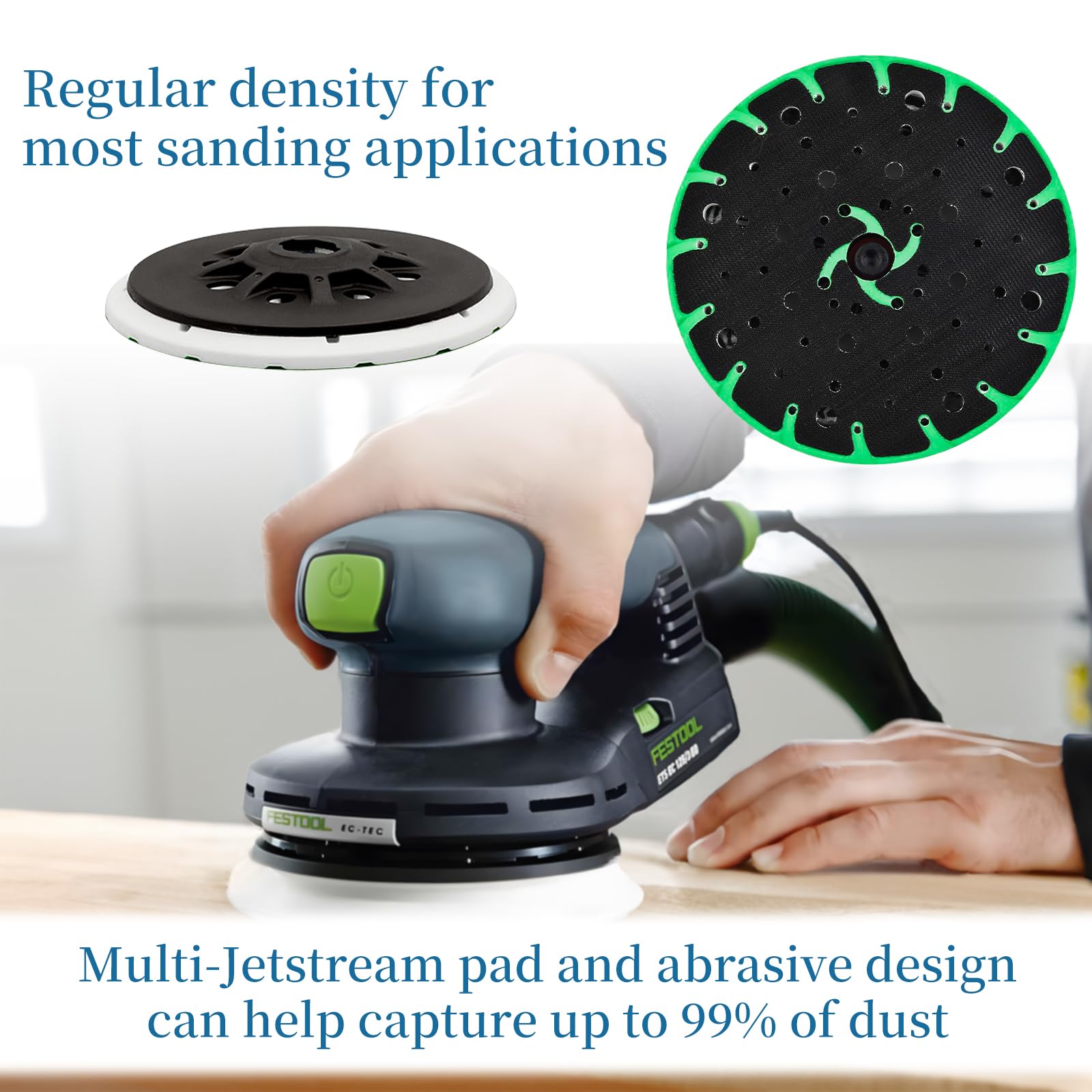 Festool ETS 150/5 EQ Sander Replacement Sanding Pad - 6-Inch Super Soft Jetstream Pad with 48 Holes (2024 New Model) | Durable 3-Year Warranty | Perfect for Woodworking, Floor Sanding & DIY Projects
