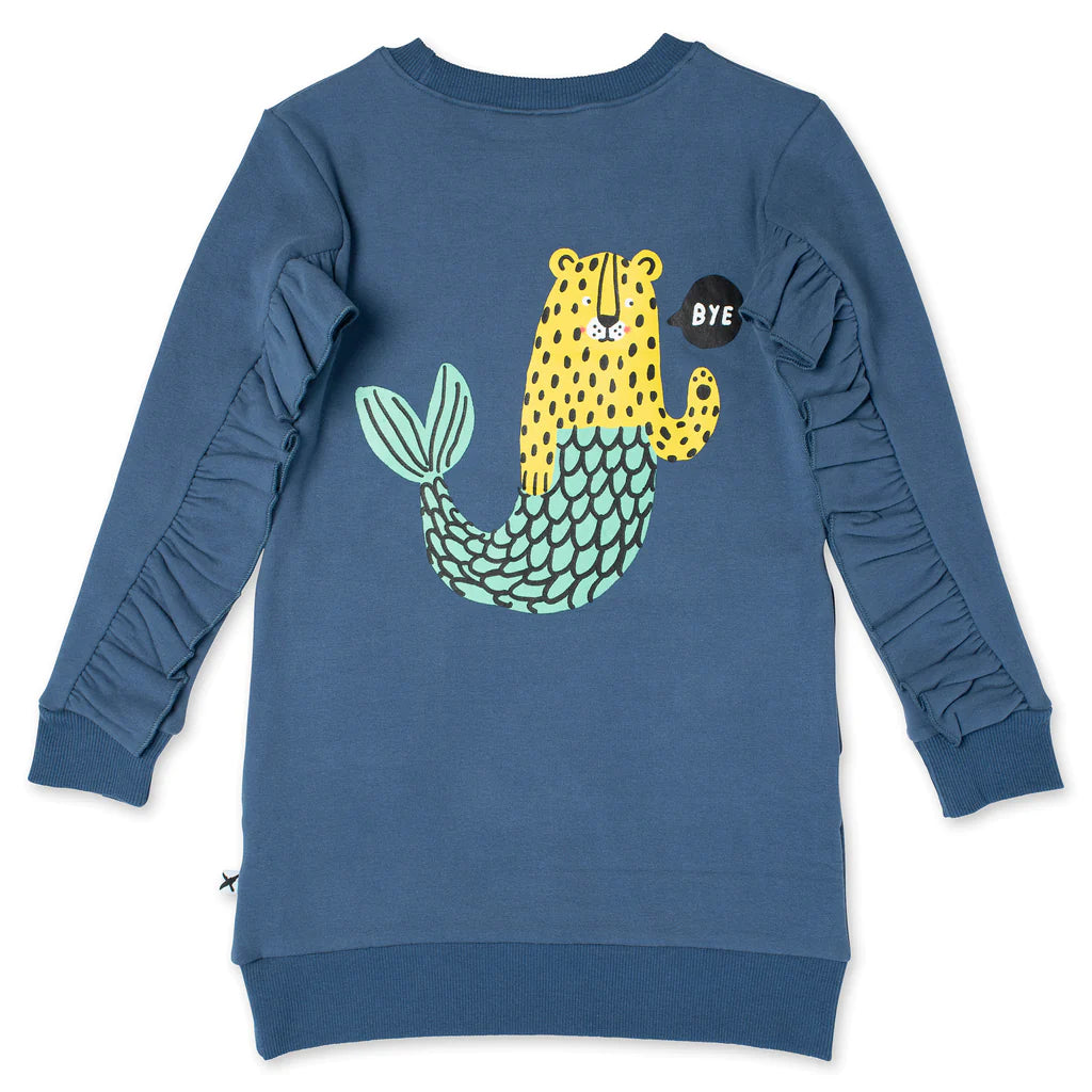 Minti Mer Cats Dress for Women - Navy Blue Cat Print Casual Summer Dress - Perfect for Beach, Vacation, and Everyday Wear