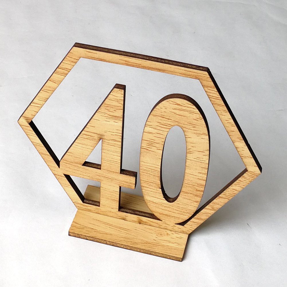 Amosfun 20pcs Wooden Wedding Table Numbers - Elegant Rustic Table Number Decor for Wedding Reception, Bridal Shower, Anniversary Party - Perfect for Centerpieces and Table Setting Decorations