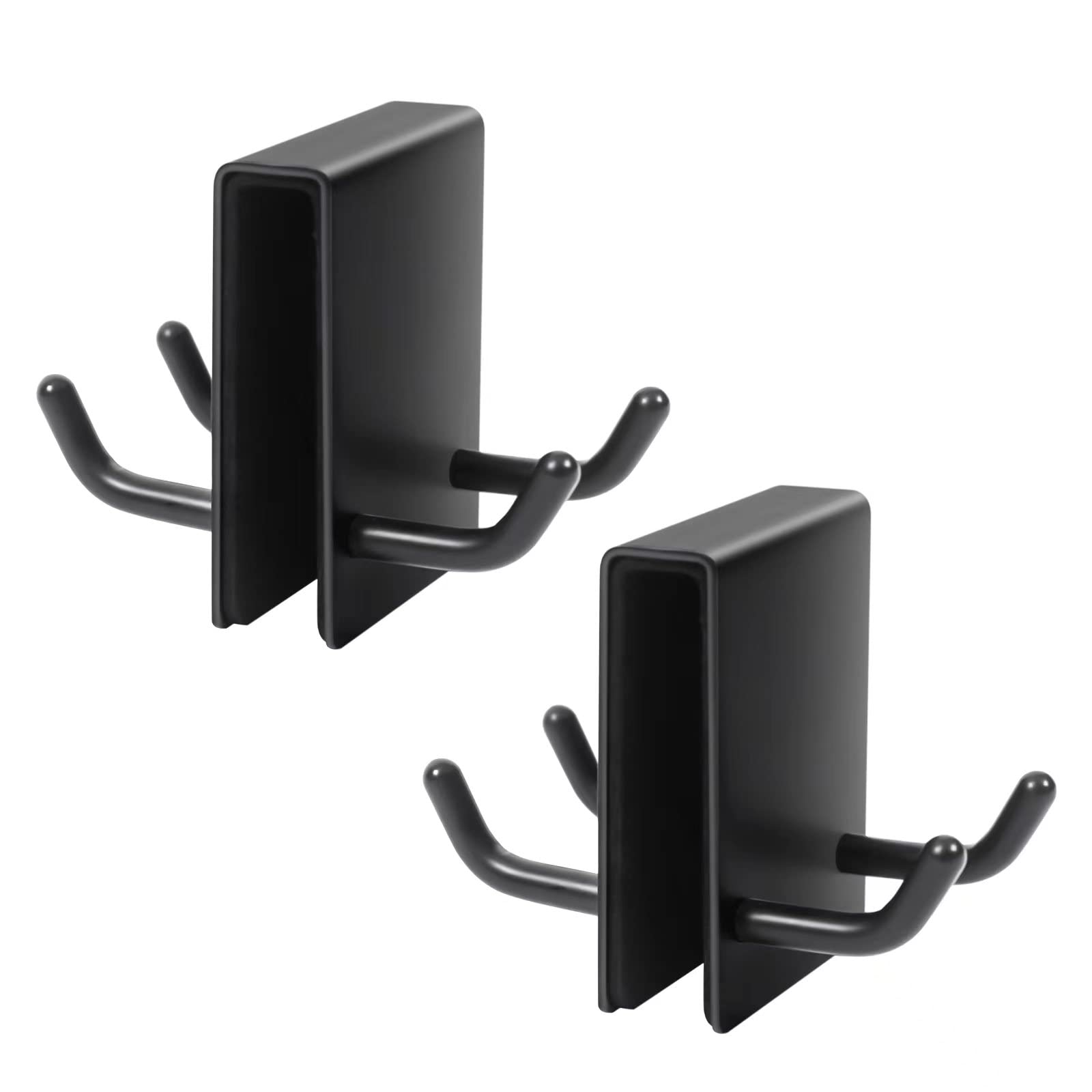 2 Pack Black Matte Nickel Shower Door Towel Hooks - 0.32-0.39in Frameless Glass Hanger for Bathroom Accessories, Razor, Squeegee, Loofah & Robe Holder - Perfect for Spa-Like Showers & Organized Bath Spaces