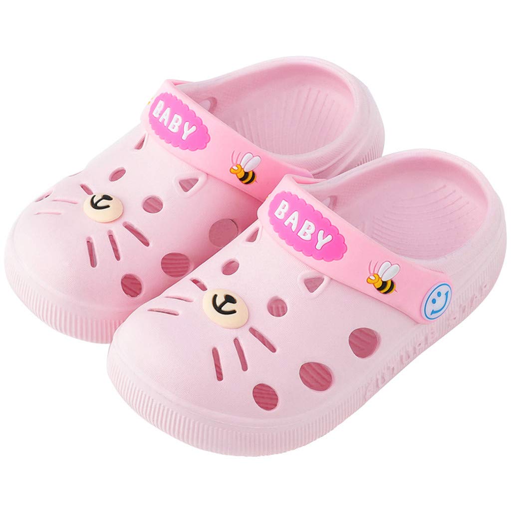 Unisex Toddler Sandals - Soft Baby Slippers for Boys & Girls Ages 2-3 Years | Cartoon Cat Design Non-Slip Indoor/Outdoor Shoes (Pink) - Perfect for Playtime, Home & Preschool