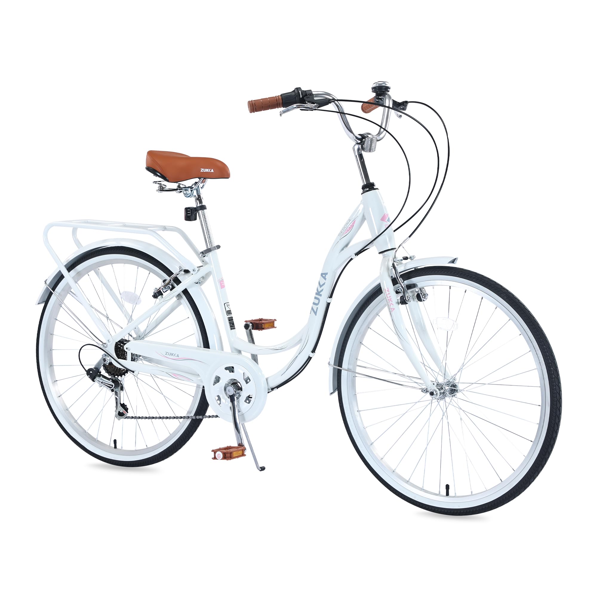 26 Inch Women's Beach Cruiser Bike - 7 Speed Commuter Bicycle with Lightweight High Carbon Steel Frame, Alloy Wheels, Platform Pedals & Comfortable Padded Seat | Perfect for Coastal Rides, City Commuting & Leisure Cycling