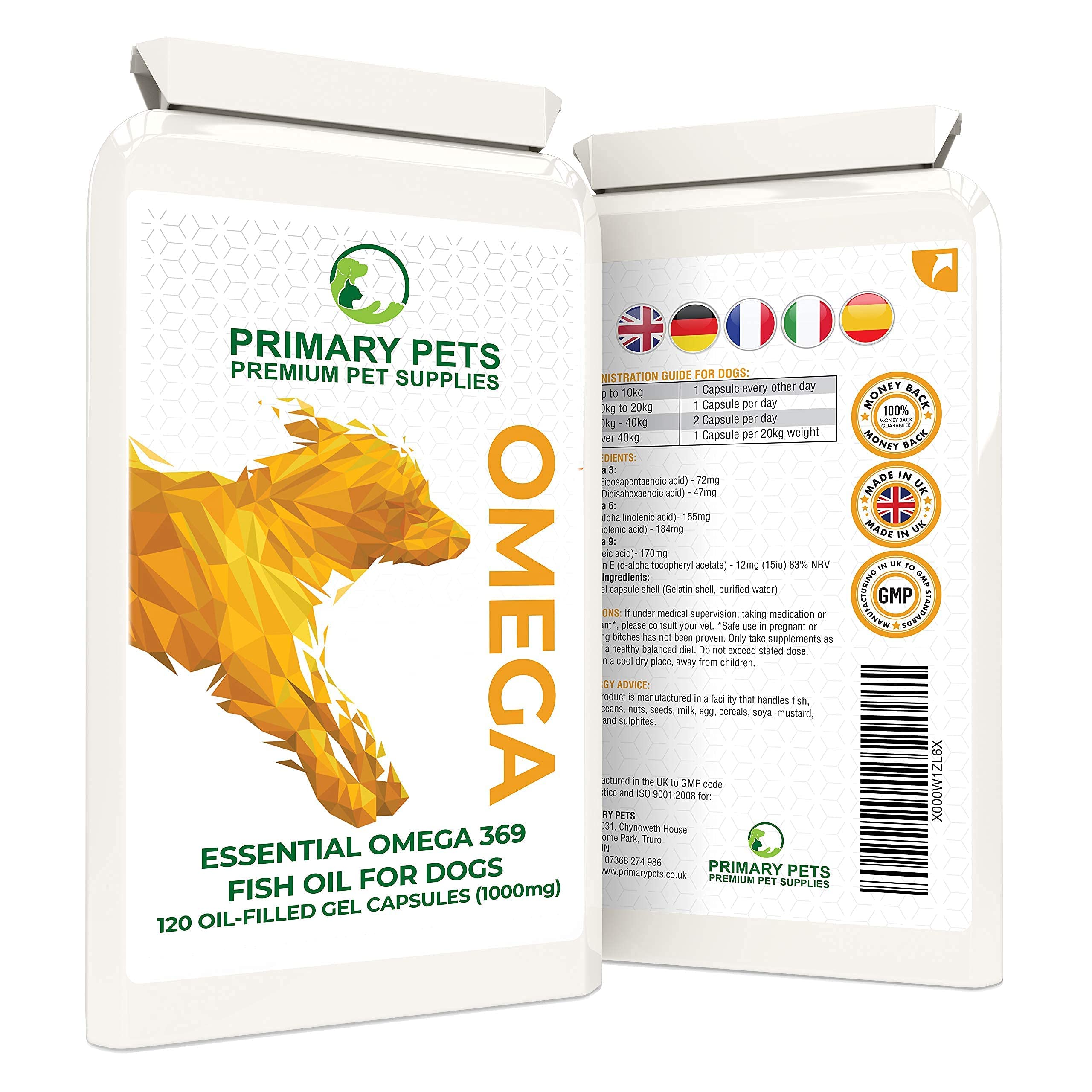 Premium Omega 3 Fish Oil for Dogs 1000mg - Skin & Joint Support for Pets