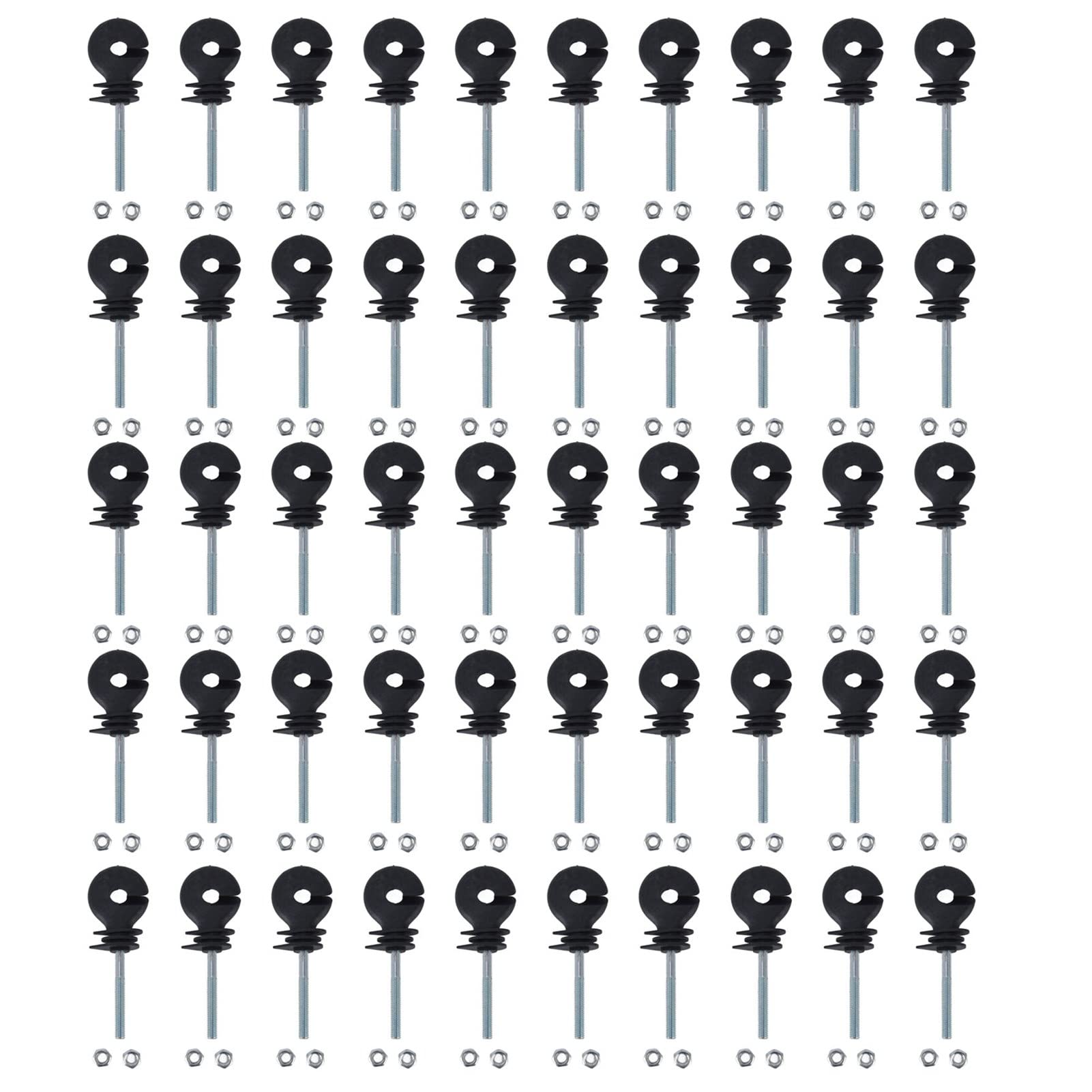 50 Pcs M6 Threaded Electric Fence Insulators - Screw-in Insulation Nails for Secure Livestock & Garden Protection - Perfect for Farms, Ranches & Backyard Security
