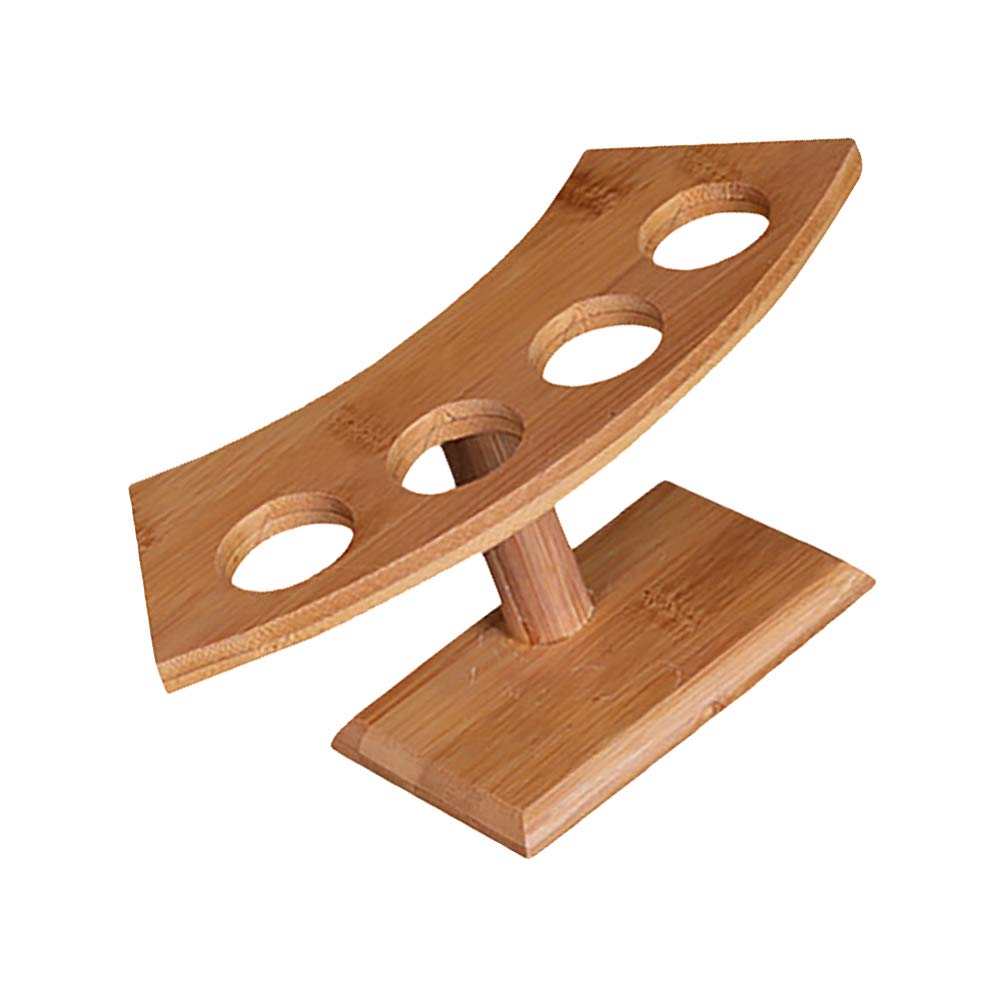 DOITOOL Wooden Temaki Sushi Roll & Ice Cream Cone Holder - 4 Compartment Japanese Hand Roll Display Stand for Sushi, Cupcakes, Waffles - Perfect for Home Kitchens, Sushi Bars & Dessert Shops