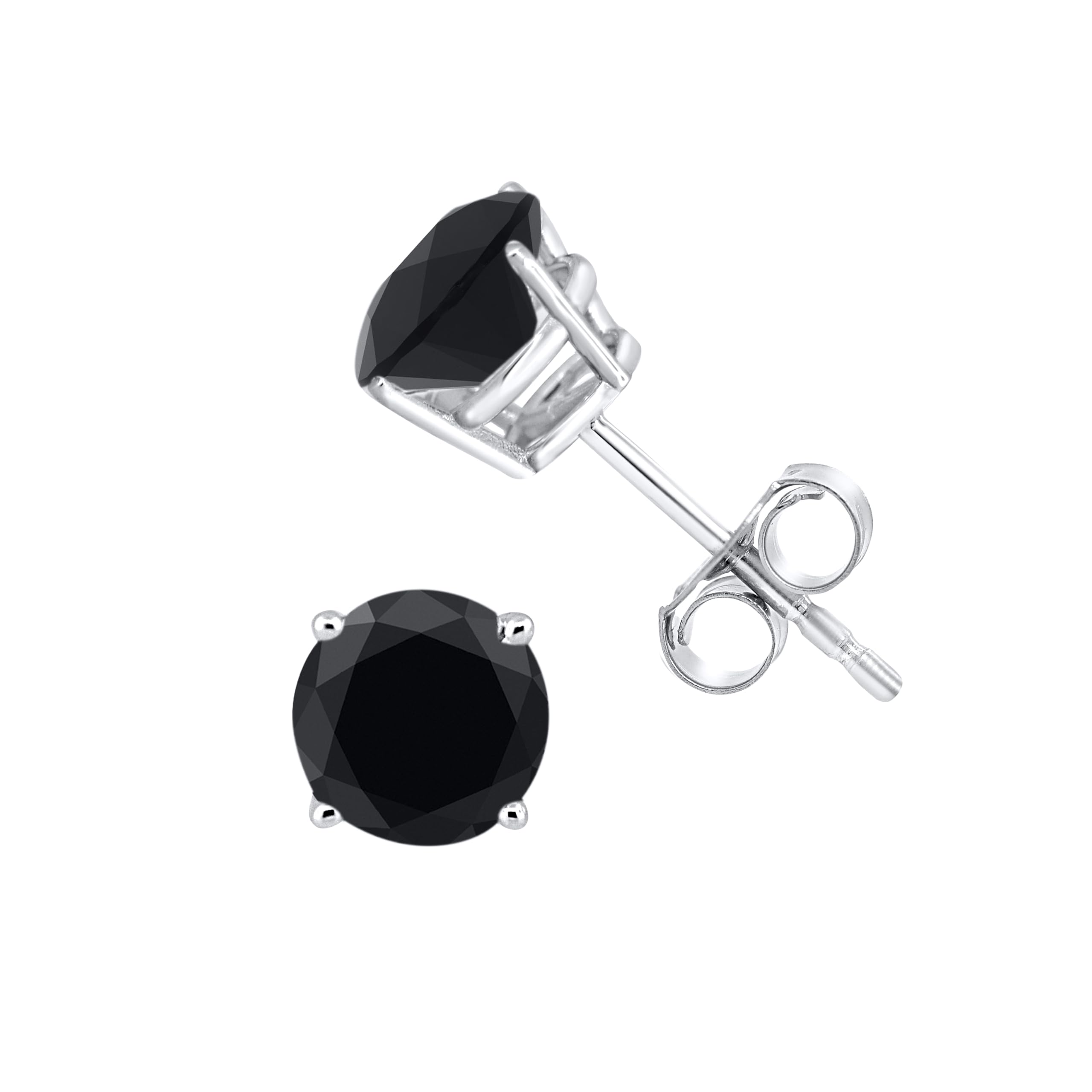 Black Diamond Stud Earrings - 14K White Gold Diamond Earrings for Women | Elegant Everyday Jewelry & Special Occasion Gift