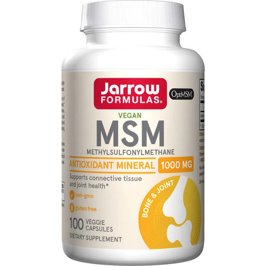 Jarrow Formulas MSM 1000 mg Supplement - Organic Sulfur for Joint Health, Skin & Hair Support - 120 Capsules - Supports Mobility, Recovery & Collagen Production (Great for Athletes & Active Lifestyles)