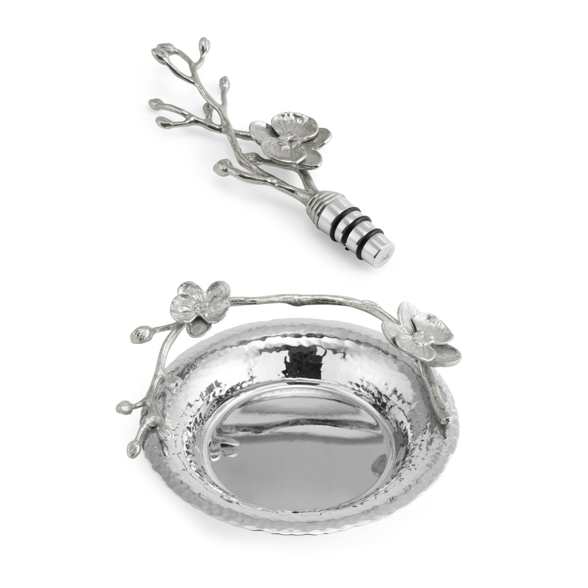Premium White Orchid Wine Coaster Set with Elegant Stopper - Perfect for Wine Tasting, Dinner Parties & Home Bar Accessories