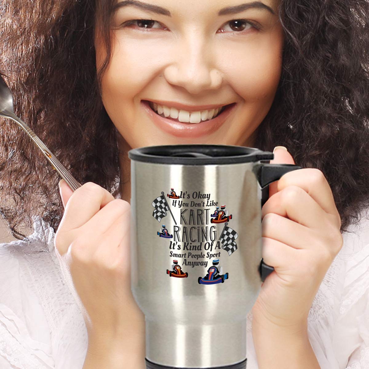 14 oz Insulated Travel Mug for Coffee & Tea - Leak-Proof Stainless Steel Racer Design - Perfect for Commuting, Road Trips & Outdoor Adventures