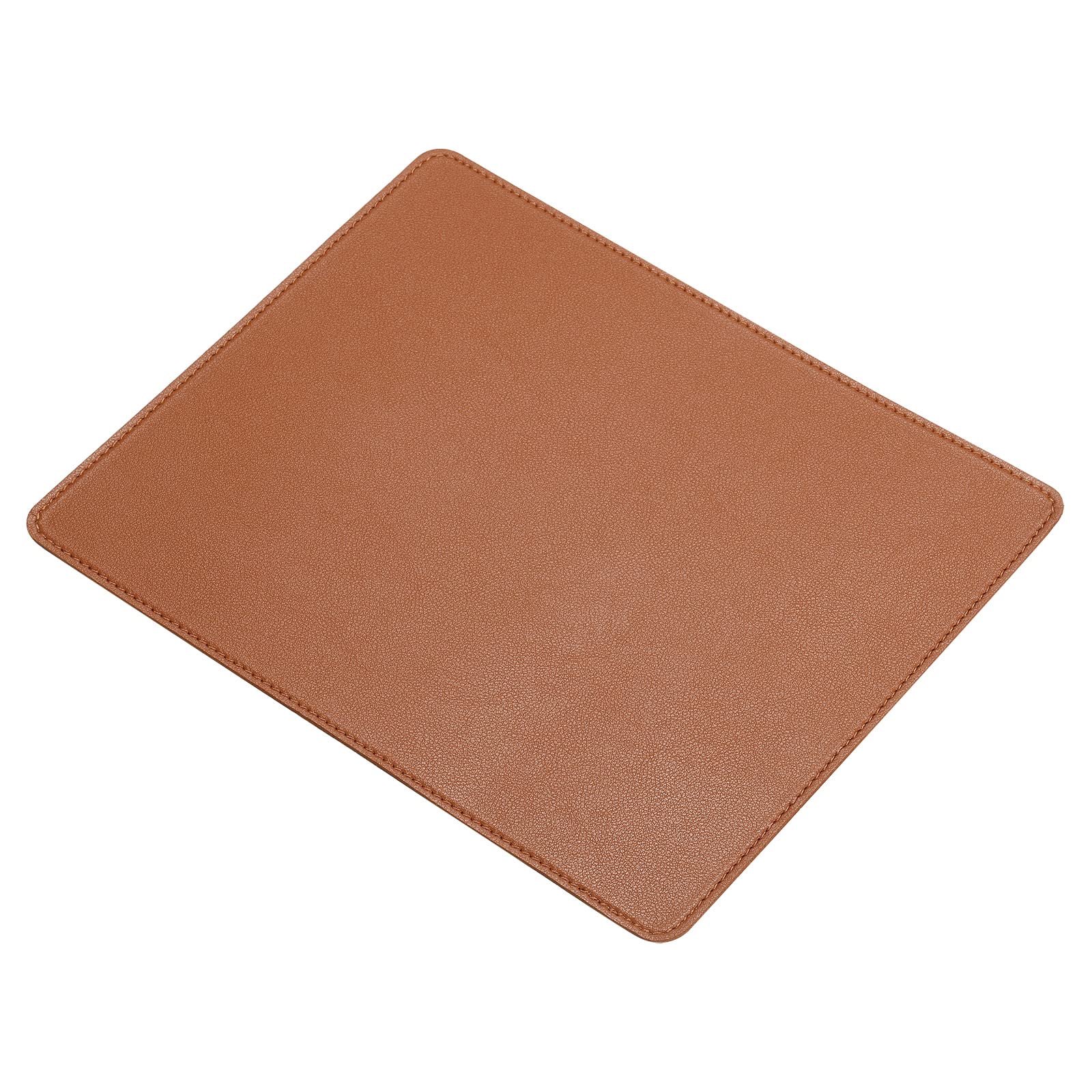 PATIKIL 10.2x8.3 Inch PU Leather Mouse Pad with Cork Non-Slip Base - Waterproof Computer Desk Mat with Stitched Edge for Office, Home & Gaming (Brown) - Perfect for Workstations, Laptops & PC Setups