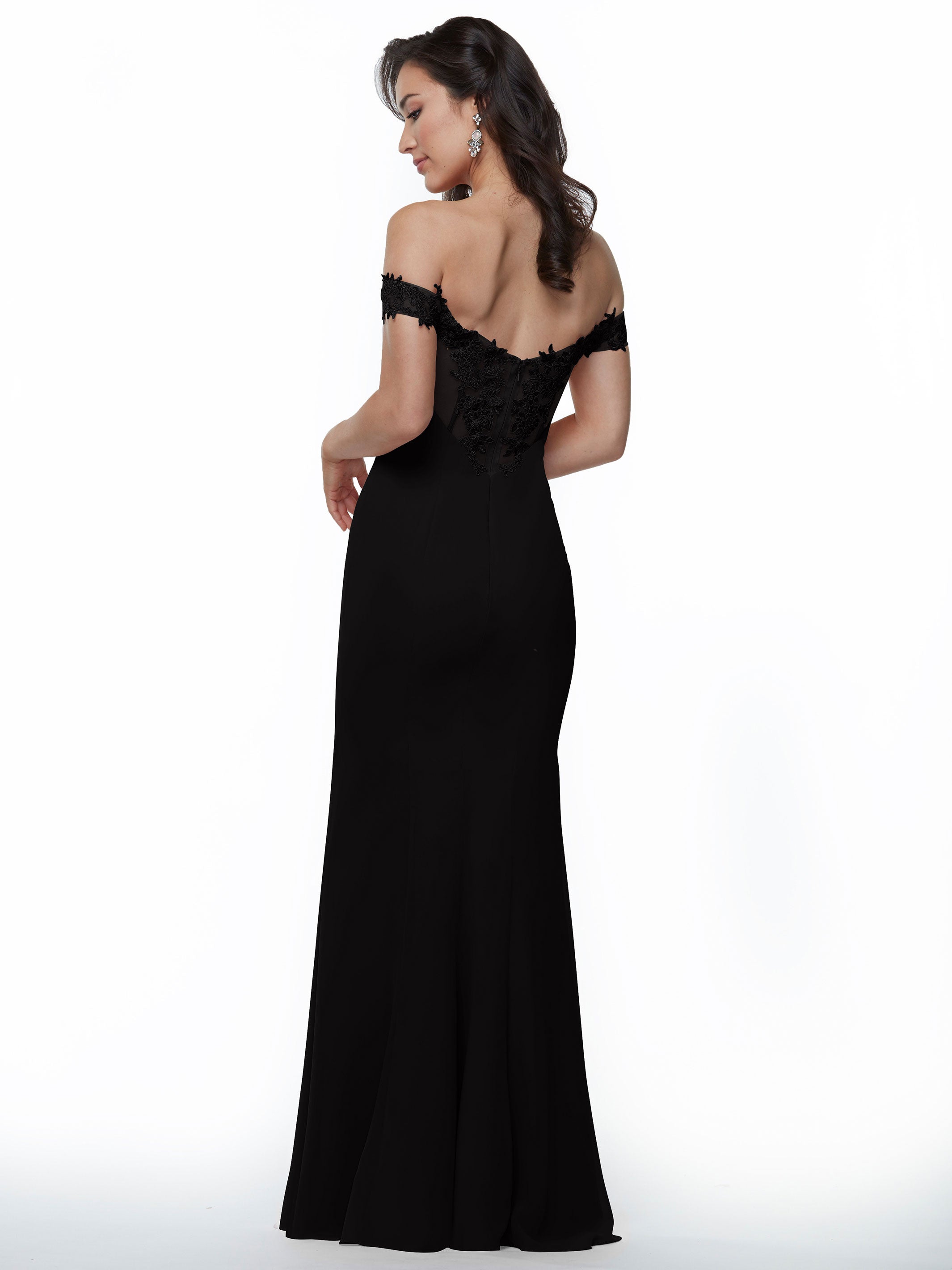 Elegant Off-the-Shoulder Lace and Chiffon Bridesmaid Dress 80121 - Perfect for Weddings, Formal Events & Special Occasions