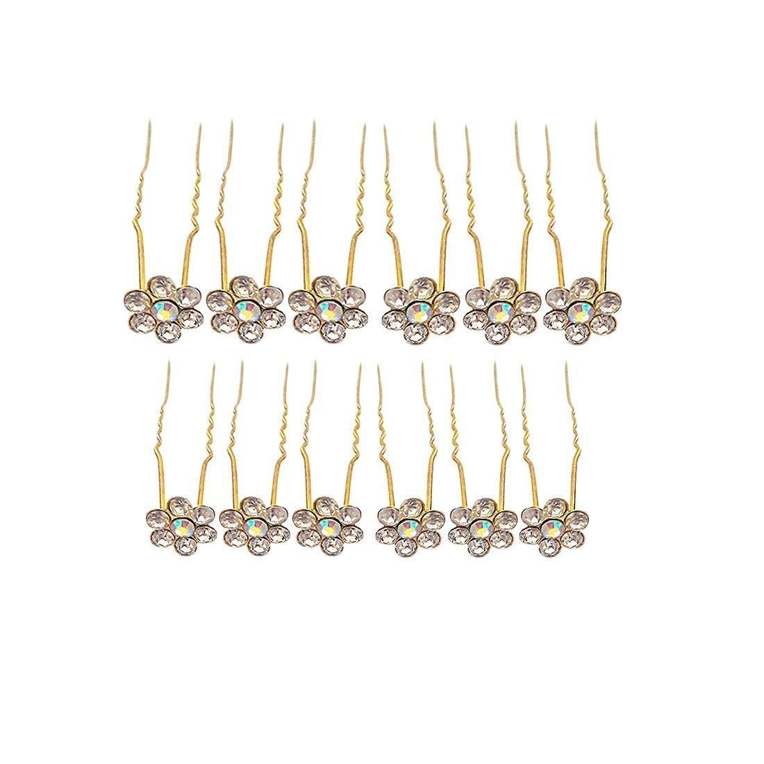 BOXO Golden Juda Pins Diamond Hair Styling Pins - 12 Pack for Wedding, Prom & Special Occasions - Secure Hair Accessories for Updos & Braids