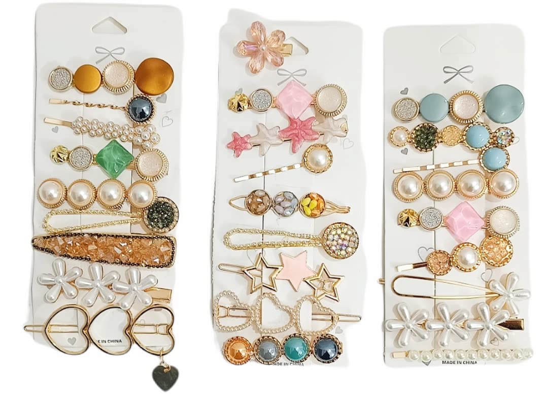Stylish Geometric Hollow Metal Hair Clips for Women - Korean Pearl Barrettes & Hair Pins Set of 8 | Perfect for School, Work, Parties & Everyday Hair Accessories