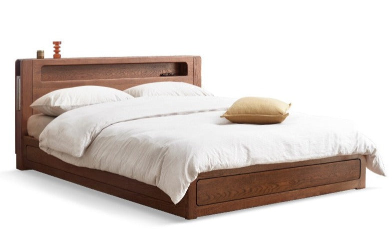 Premium Oak Solid Wood Luminous Box Bed - Durable Nightstand with Glow-in-the-Dark Features for Bedroom, Guest Room, and Kids Room Decor