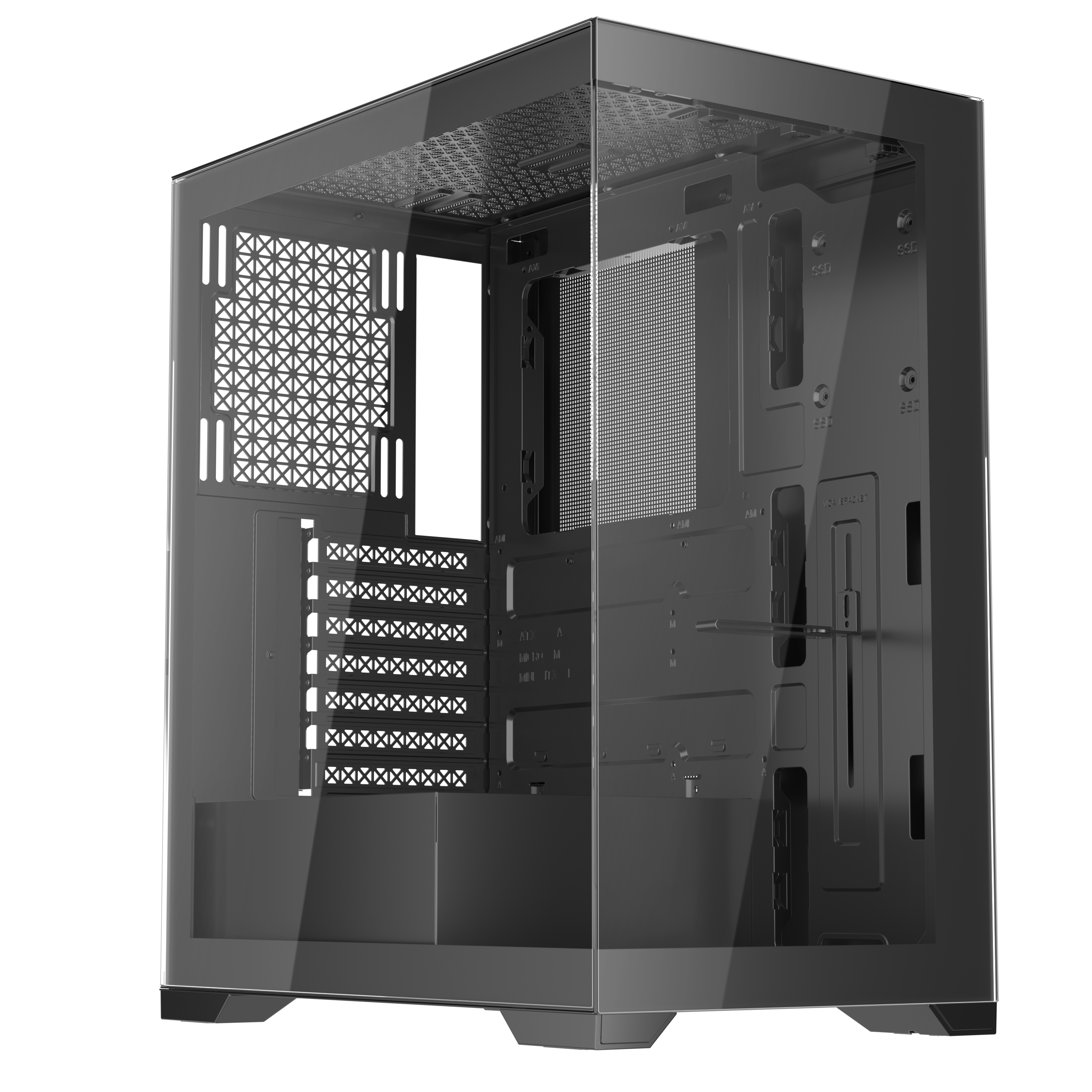 1st Player MI7 ATX/MATX/Mini ITX PC Gaming Case - Black - Compact & Stylish Design for High-Performance Gaming Rigs, Streaming Setups & Home Office PCs
