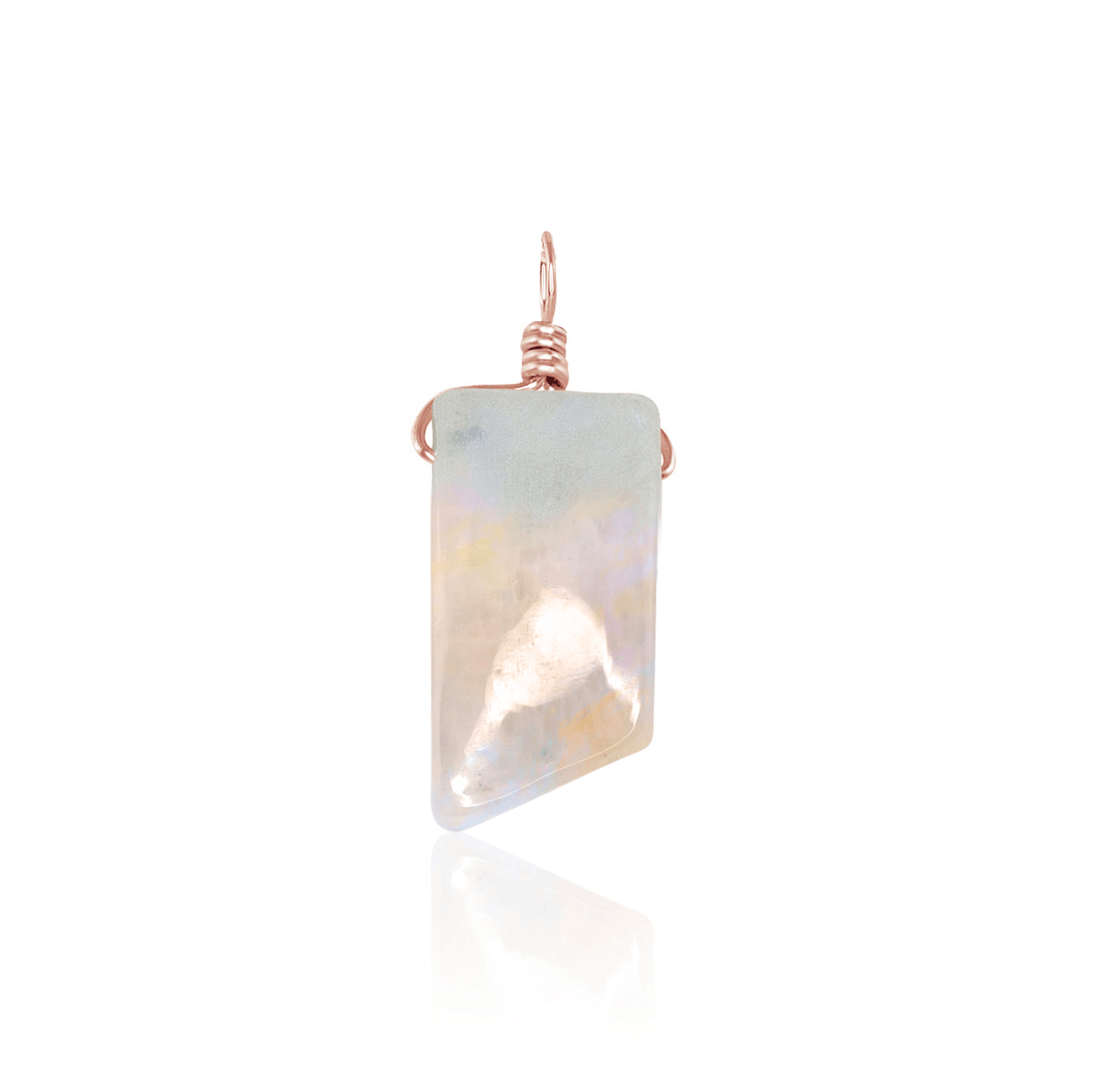 Natural Rainbow Moonstone Crystal Pendant Necklace - Smooth Polished Gemstone Jewelry for Women | Perfect for Meditation, Energy Healing & Boho Fashion