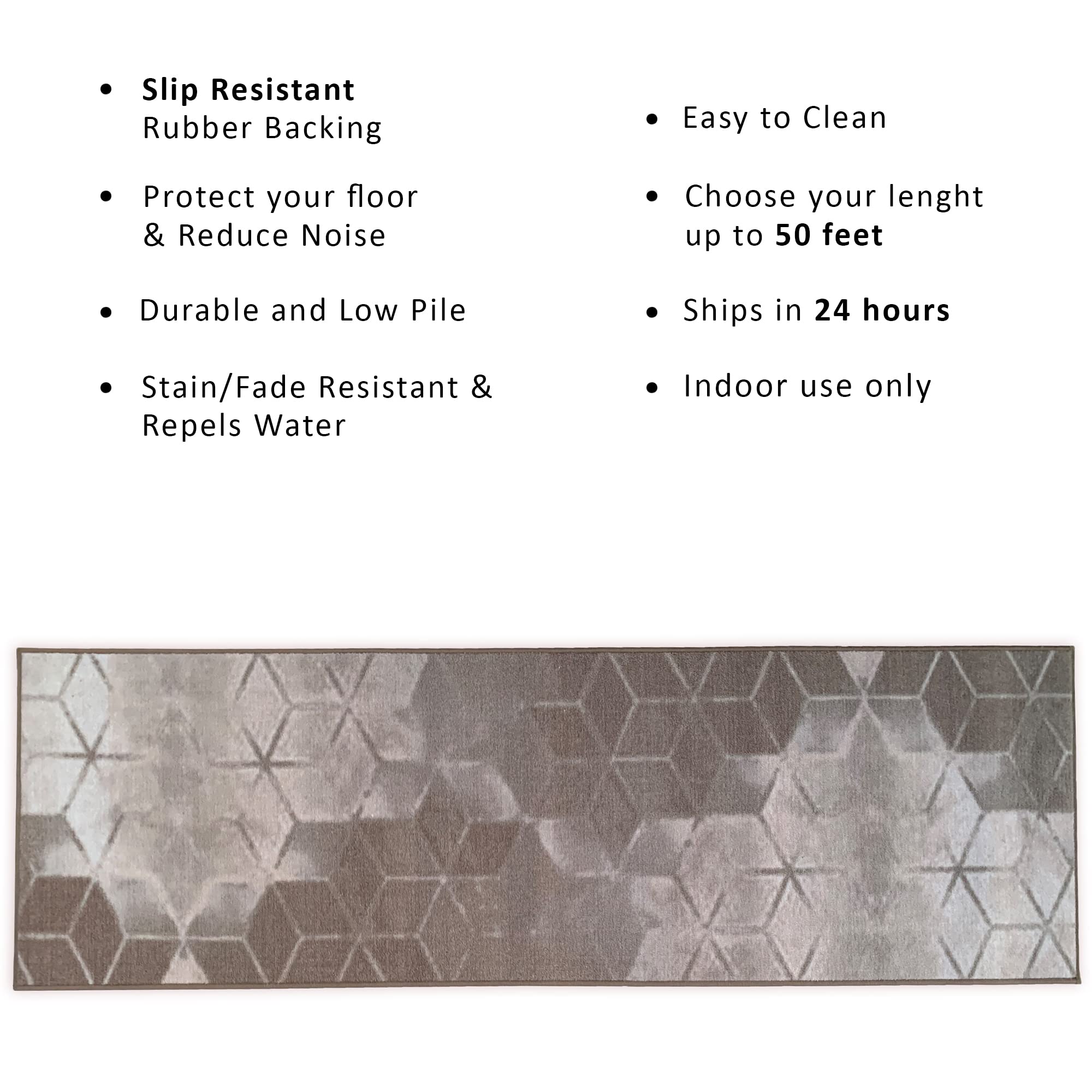 Custom Size Abstract Cubes Non-Slip Rubber Backed Runner Rug - 26