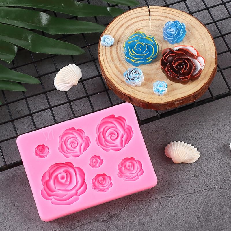 Non-Stick BPA-Free Silicone Rose Mold Set for Baking, Candy, Jelly Pudding, Chocolate & Ice Cubes - 2pcs Wedding Party Decoration & Dessert Making Kit