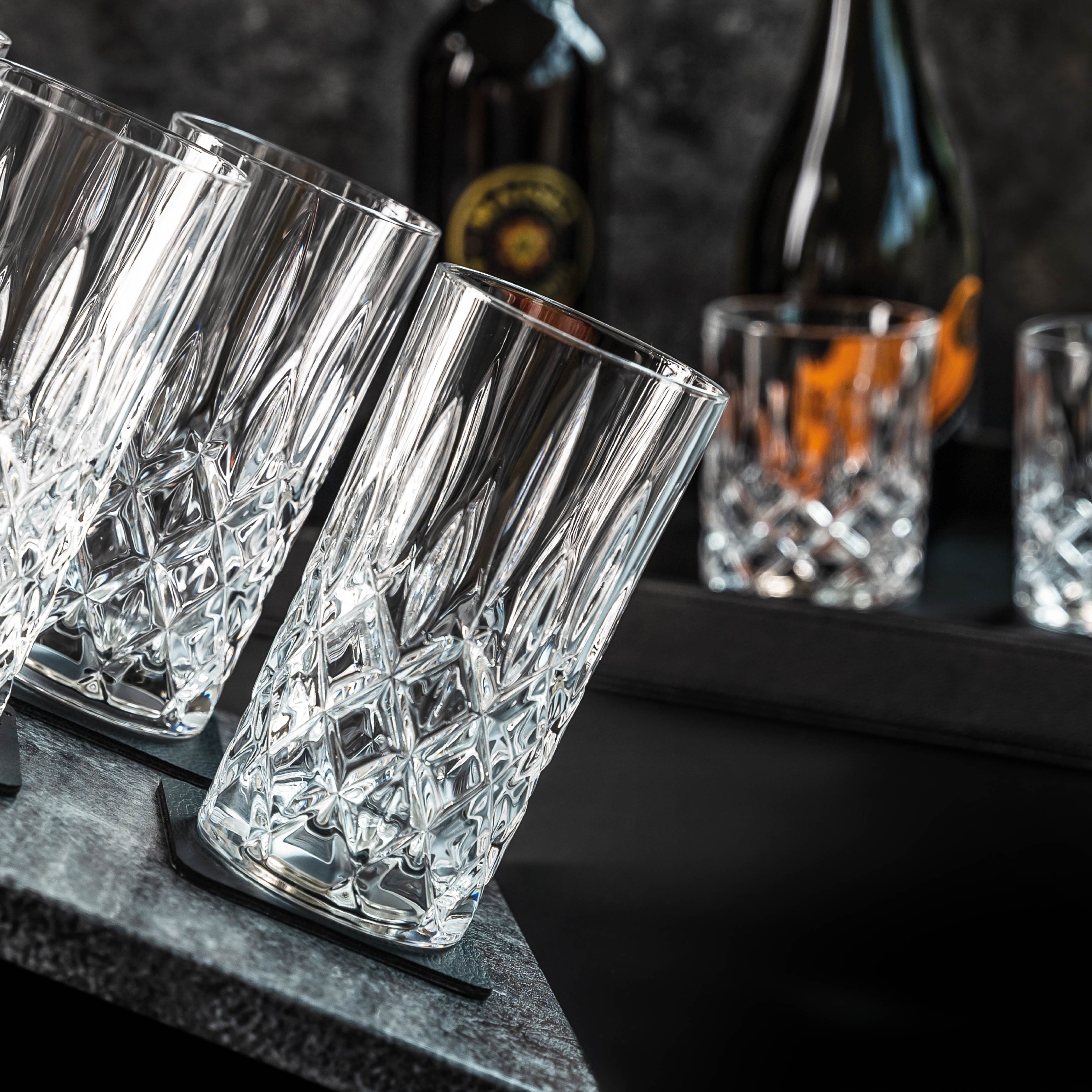 Premium Crystal Long Drink Glasses with Magnet Base - Elegant Barware for Cocktails, Iced Tea, and Lemonade - Perfect for Home Bars, Parties, and Gifts