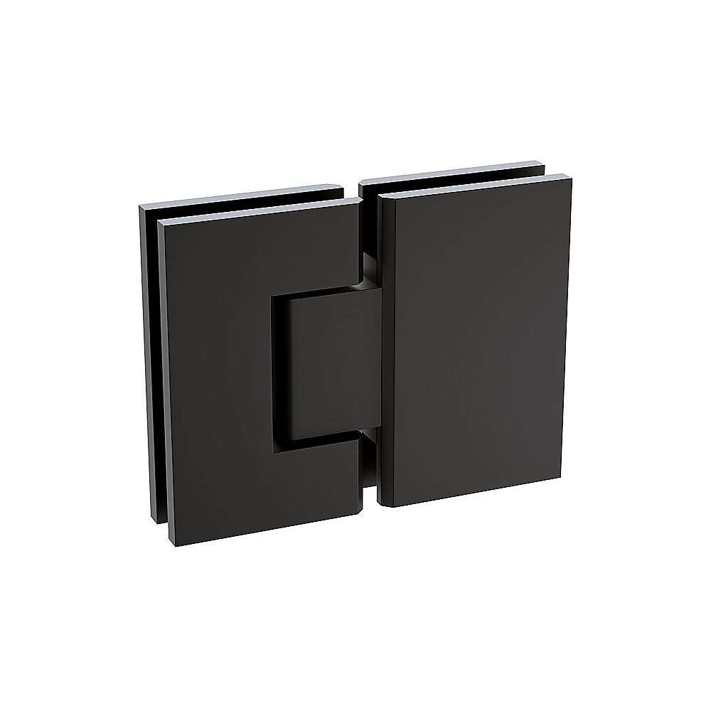 Frameless Corner Shower Screen 47x39 Inch with Black Brackets & Brass Hinges, Round Knob Handle - Waterproof Bathroom Glass Enclosure for Modern Walk-in Showers