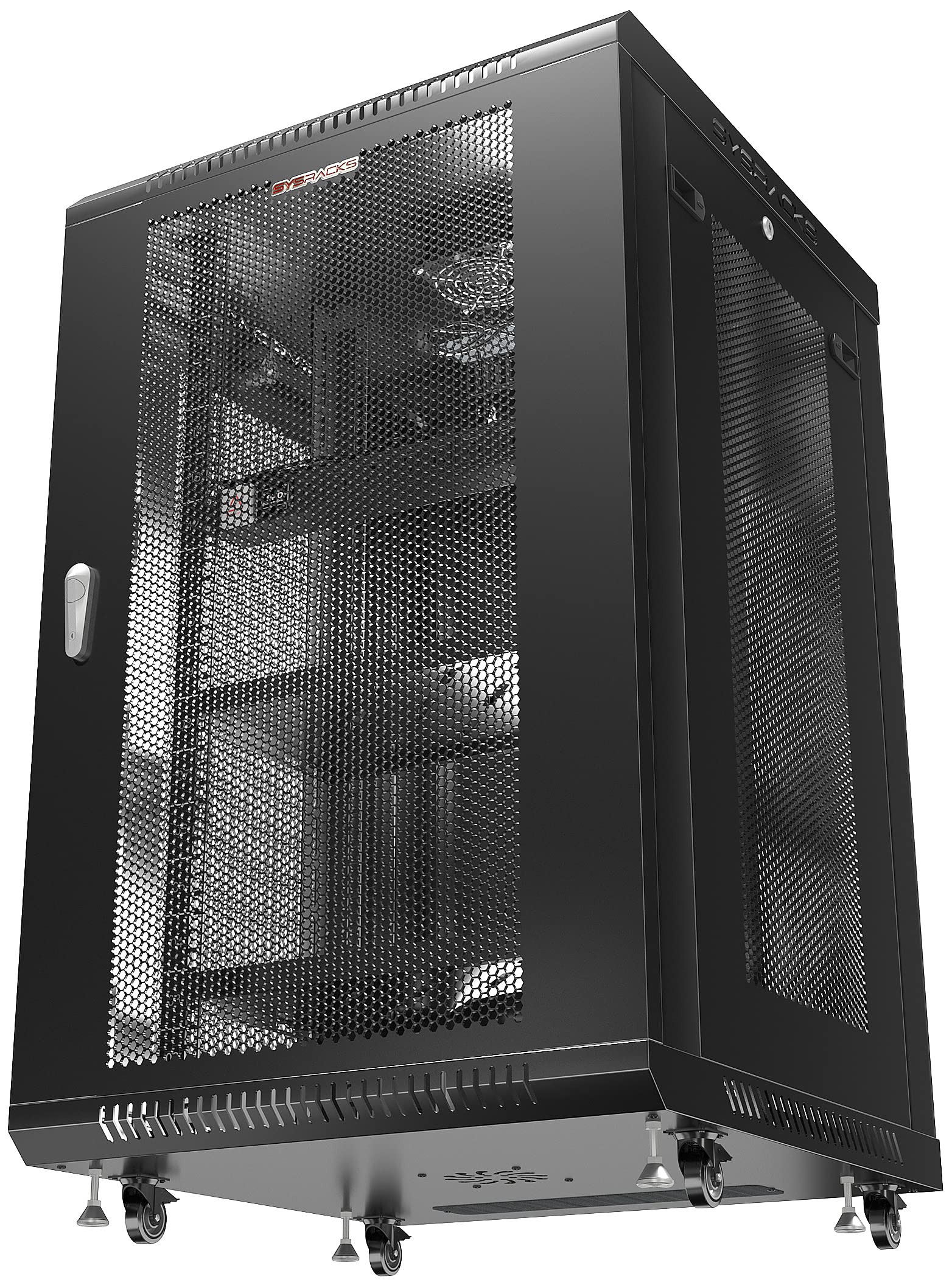 Sysracks 18U Wall Mount Server Rack Cabinet with Cooling Fans, Wheels & PDU - 24